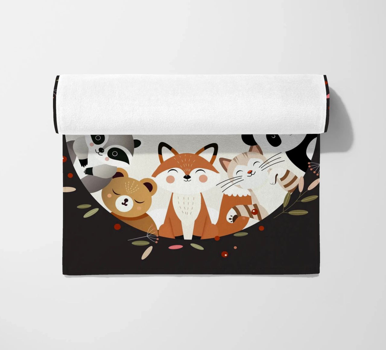 Des amis animaux joyeux dans un design circulaire serviette de plage de namosh