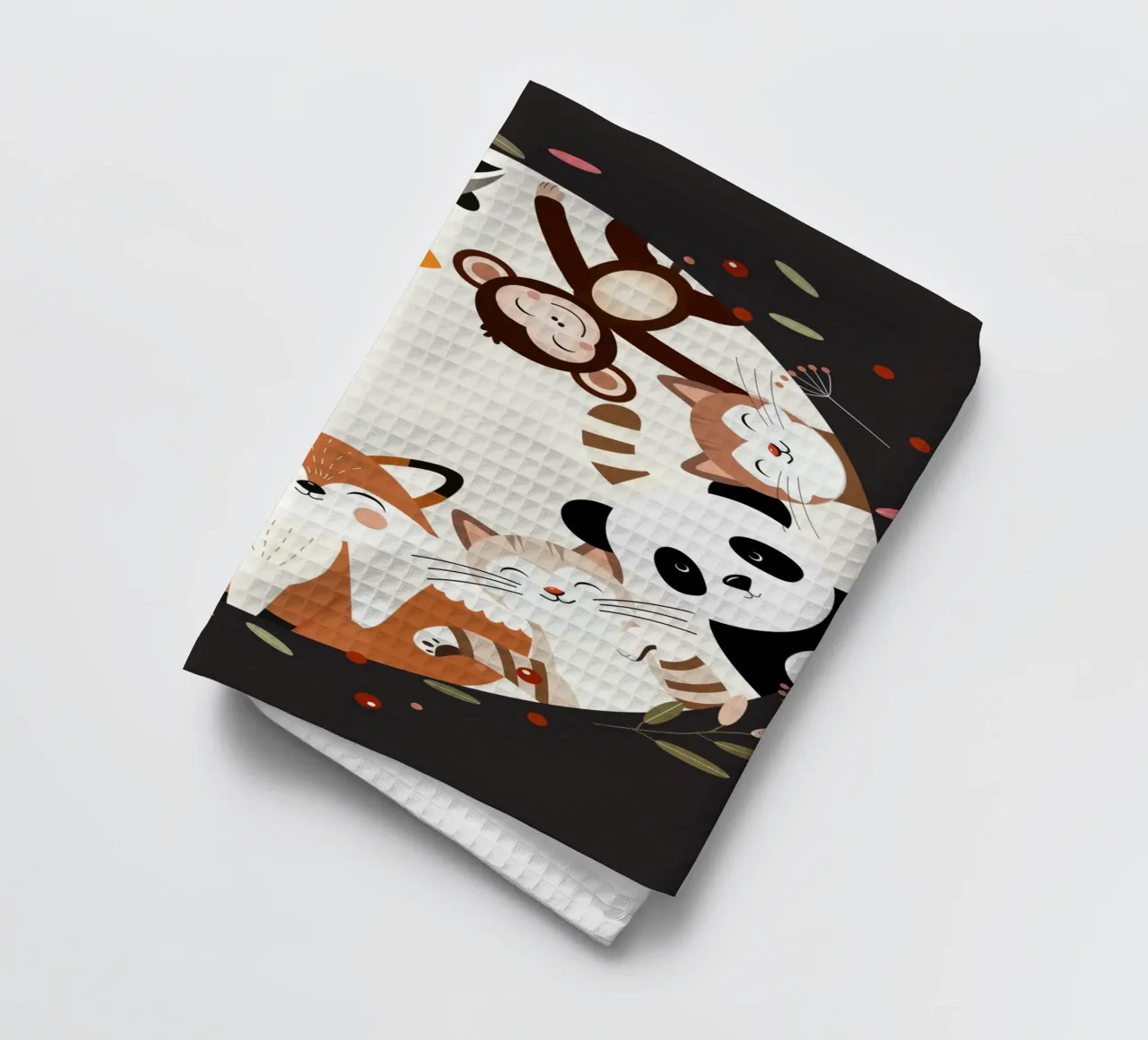 Fröhliche Tierfreunde im Kreisdesign Geschirrtuch von namosh