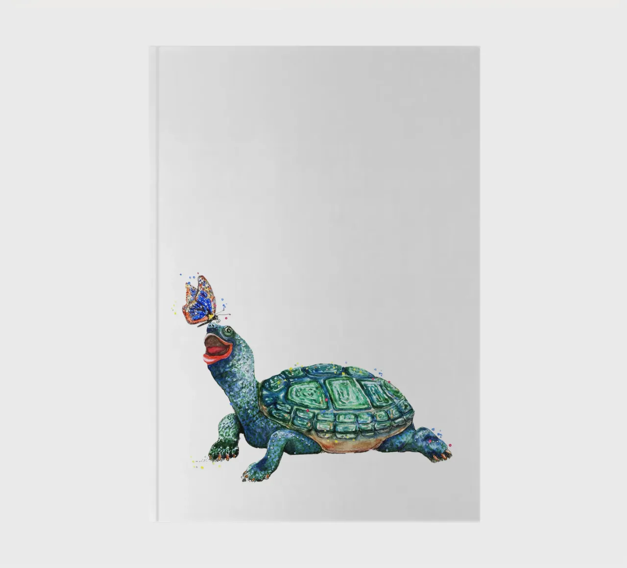 Schildkröte spielt mit einem Schmetterling Notizbuch von Illustration Raissa Oltmanns