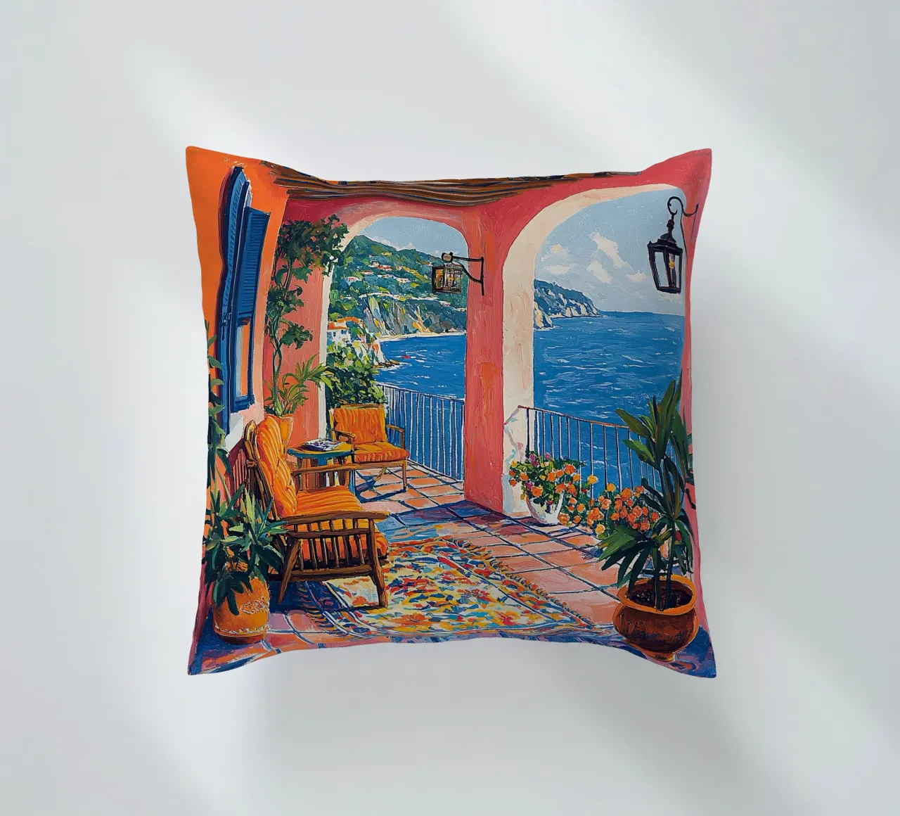 Henri Matisse inspired Sea Fauvism Mediterranean decorative cushion by Nikis Art Studio