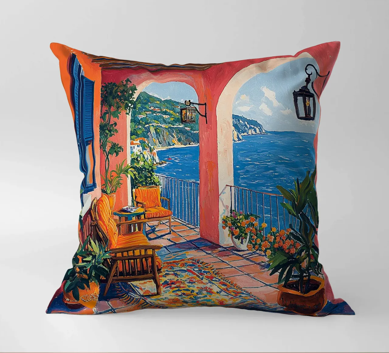 Henri Matisse inspired Sea Fauvism Mediterranean decorative cushion by Nikis Art Studio
