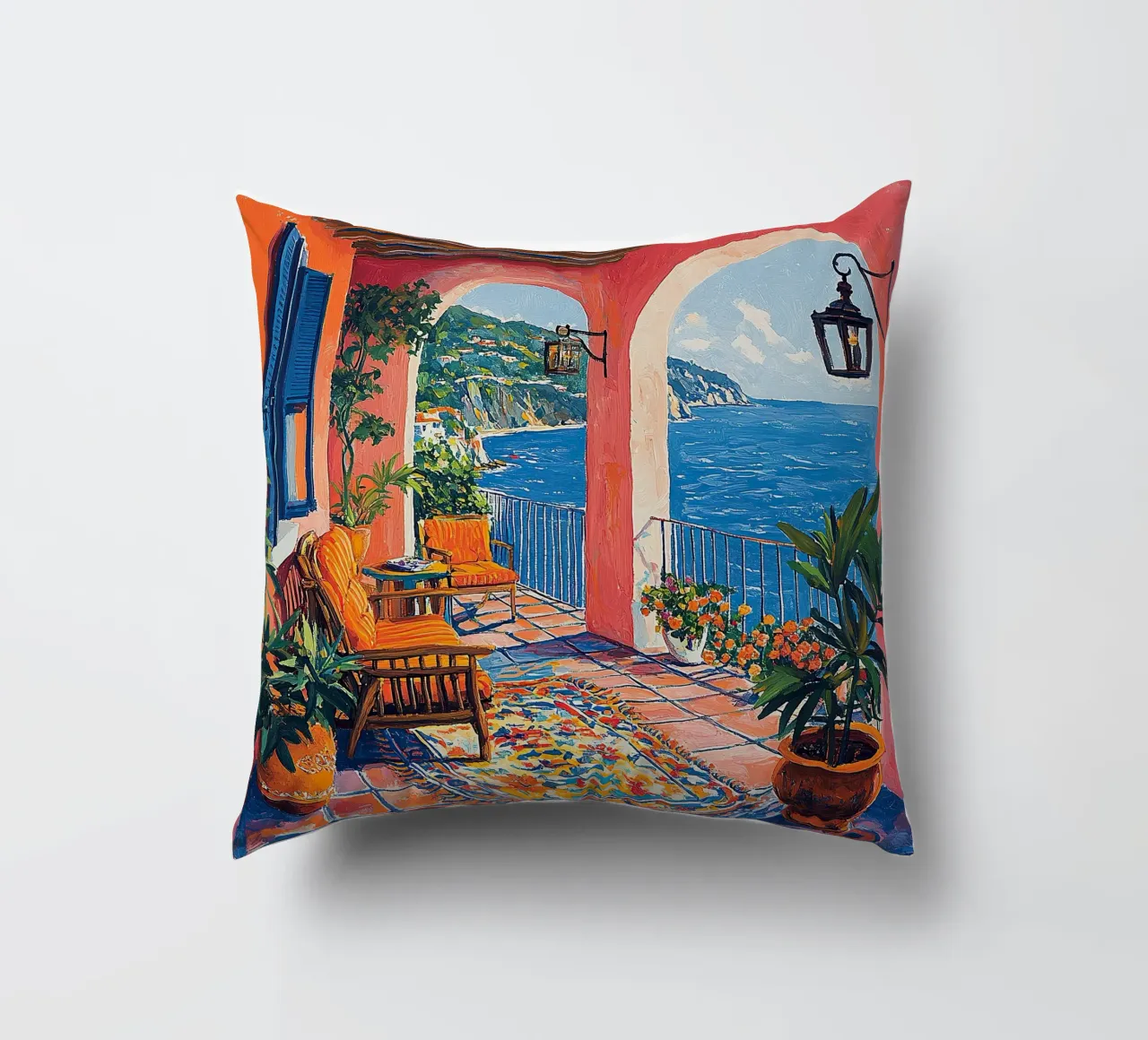 Henri Matisse inspired Sea Fauvism Mediterranean decorative cushion by Nikis Art Studio