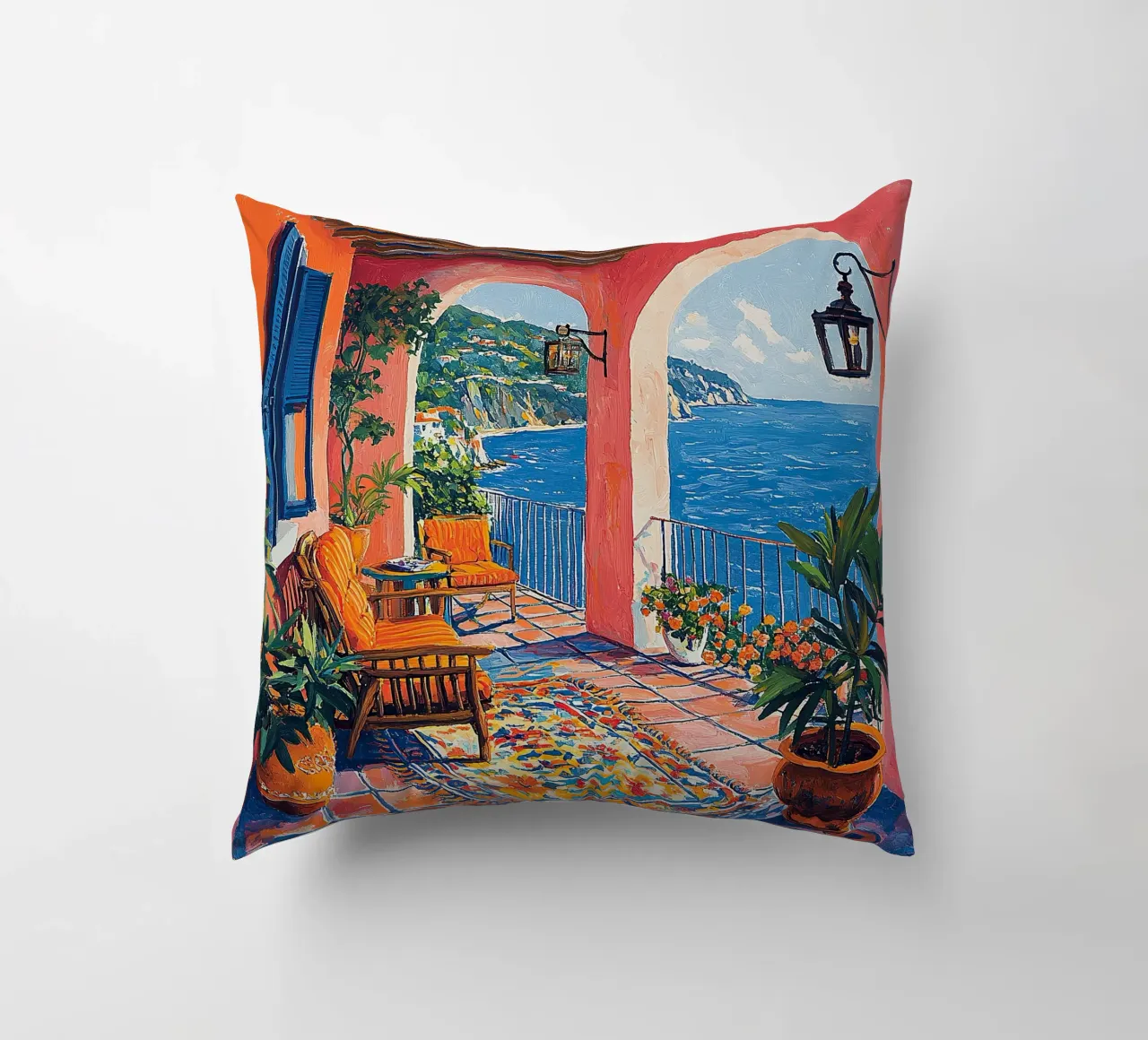 Henri Matisse inspired Sea Fauvism Mediterranean decorative cushion by Nikis Art Studio
