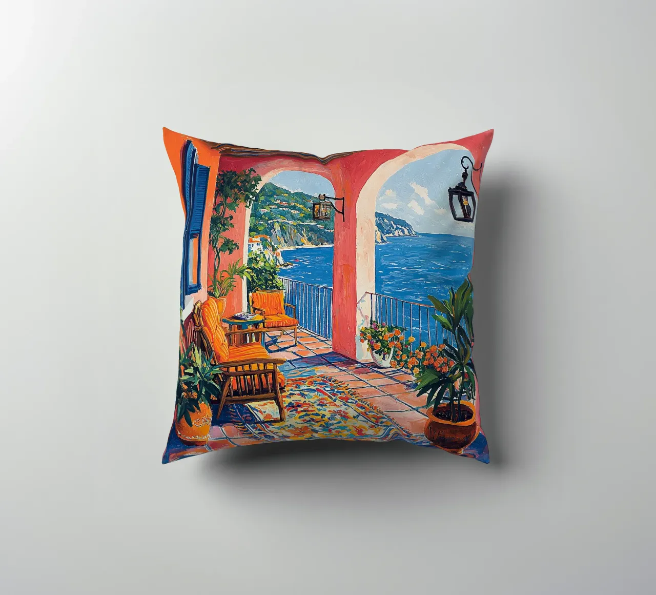 Henri Matisse inspired Sea Fauvism Mediterranean decorative cushion by Nikis Art Studio