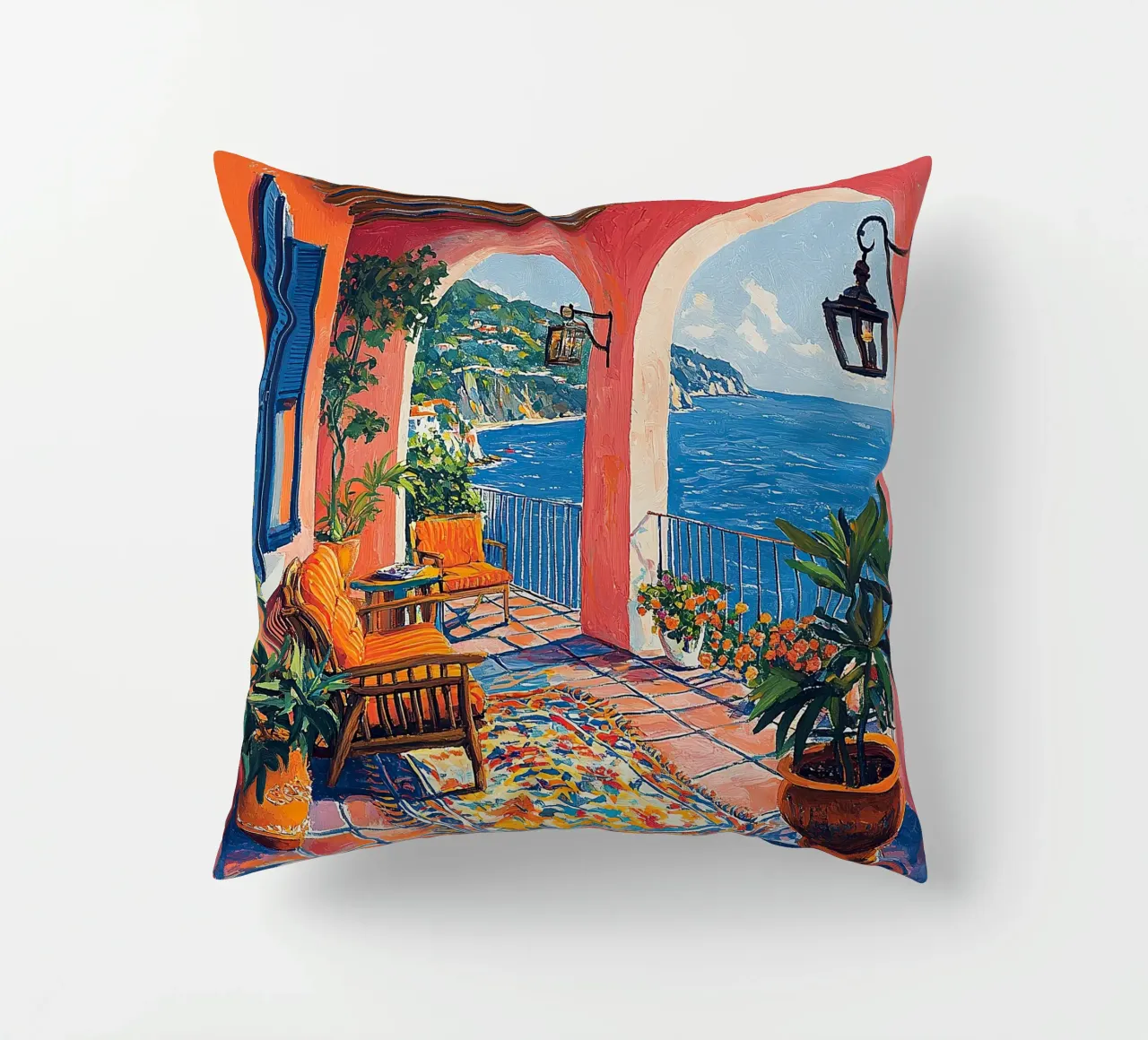 Henri Matisse inspired Sea Fauvism Mediterranean decorative cushion by Nikis Art Studio