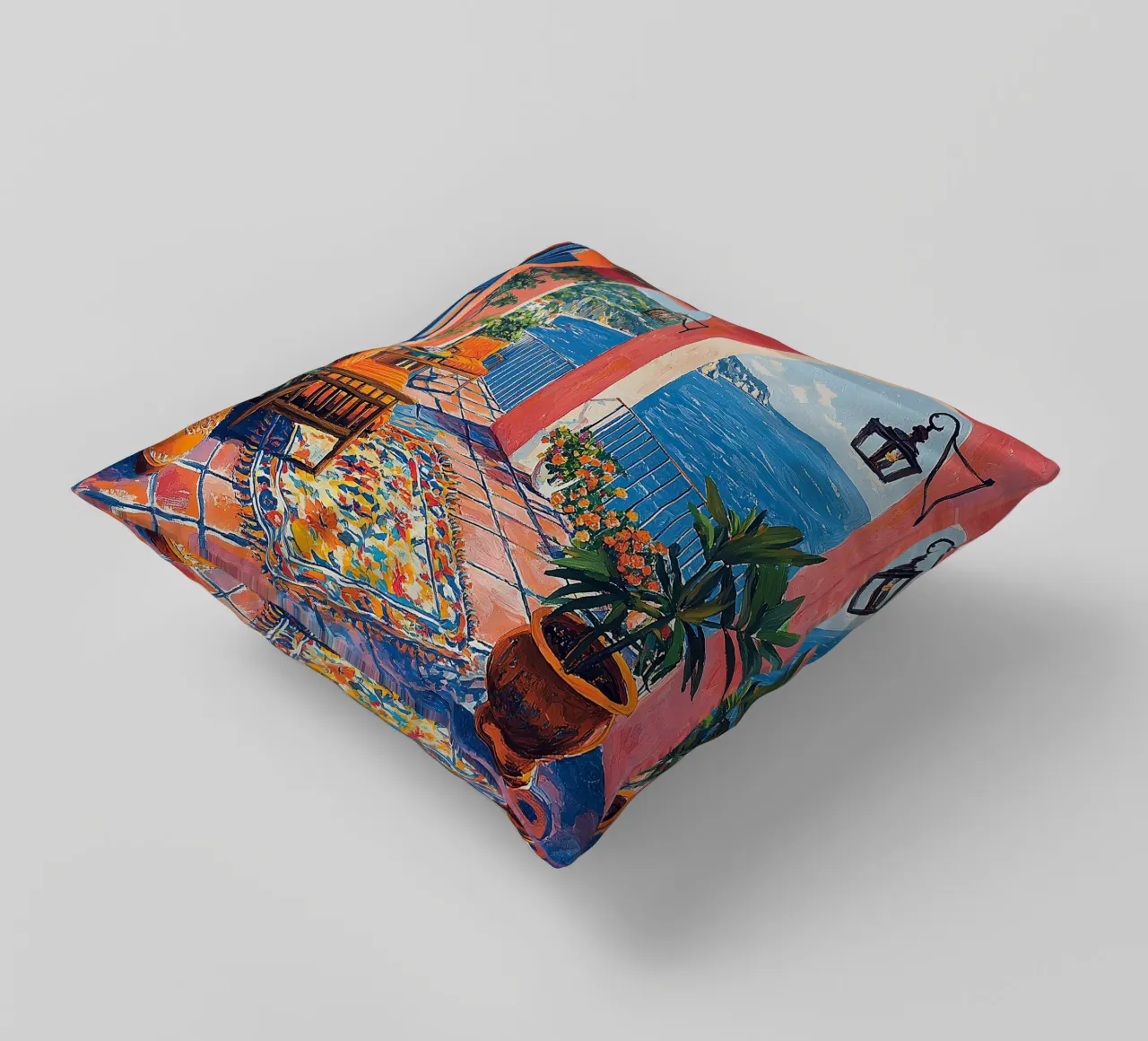 Henri Matisse inspired Sea Fauvism Mediterranean decorative cushion by Nikis Art Studio