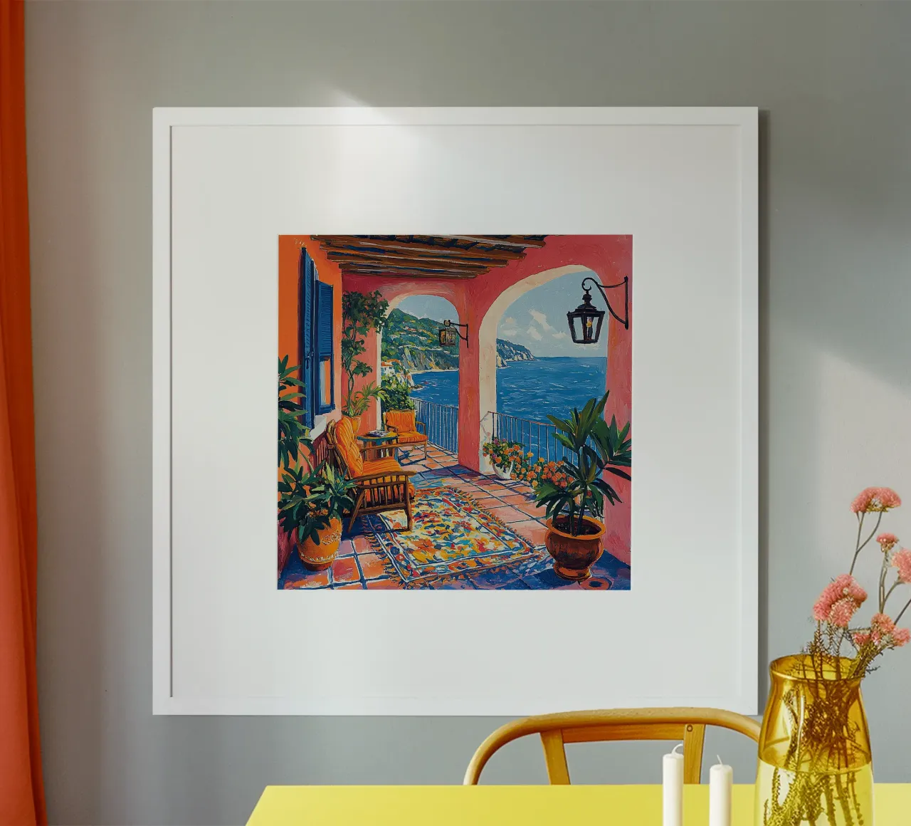 Henri Matisse inspiriert Meer Fauvismus Mediterran Poster mit Holzrahmen von Nikis Art Studio