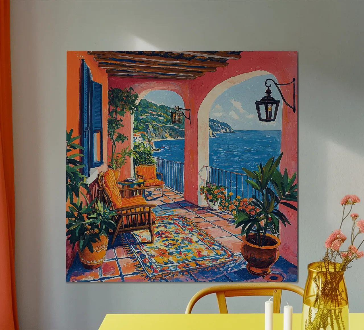 Henri Matisse inspiriert Meer Fauvismus Mediterran Poster mit Holzrahmen von Nikis Art Studio