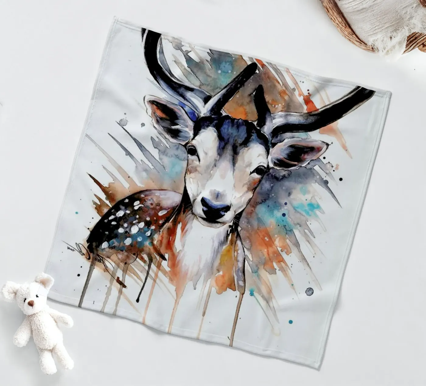 Deer Portrait Fleecedecke von Pixie Cold