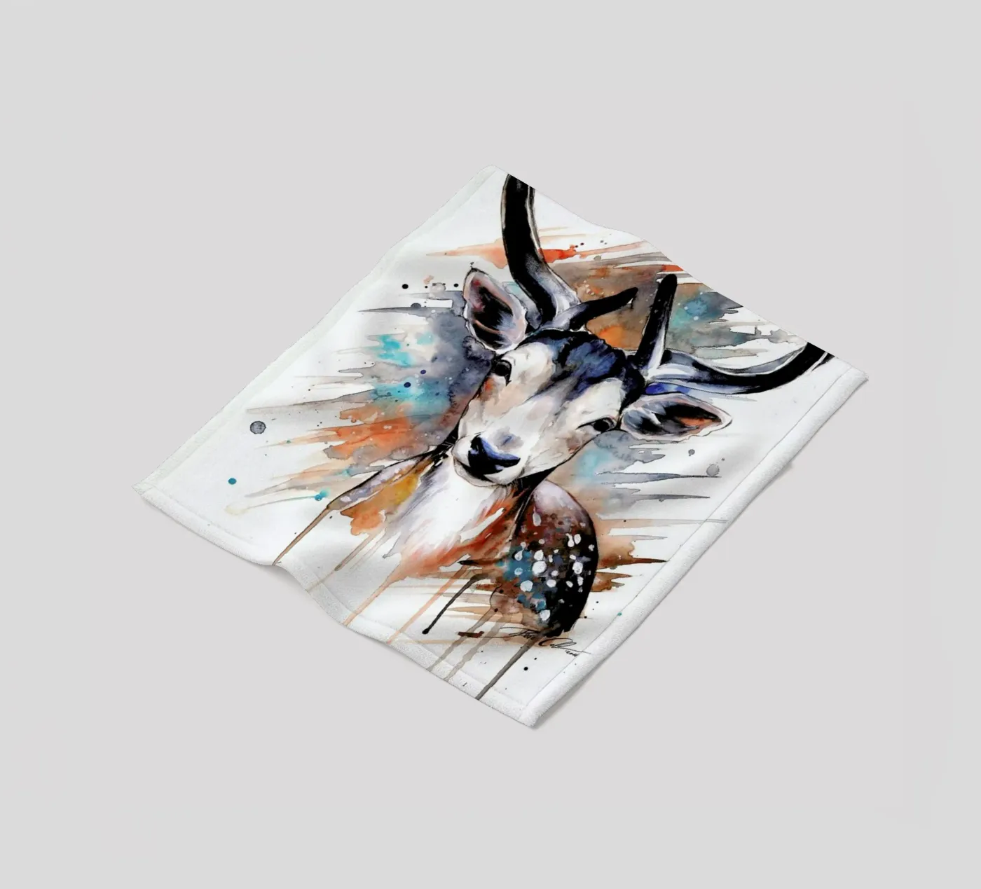 Deer Portrait Fleecedecke von Pixie Cold