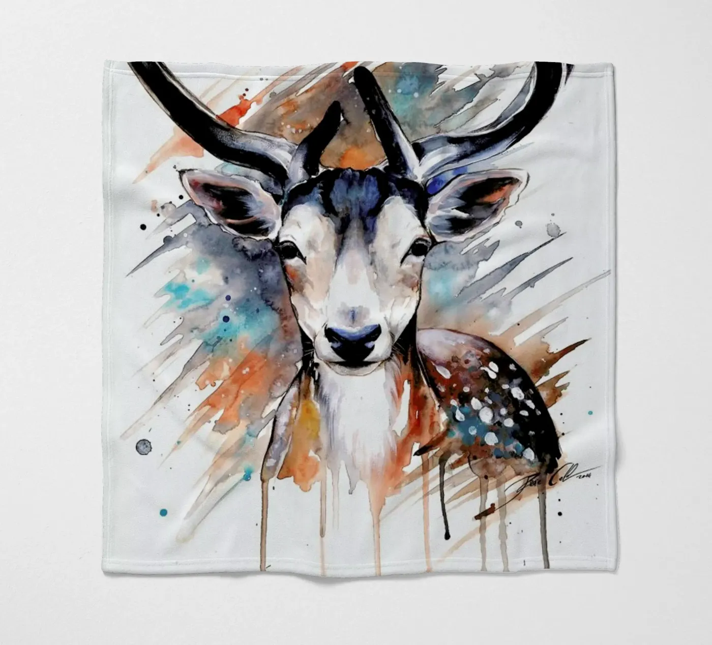 Deer Portrait Fleecedecke von Pixie Cold