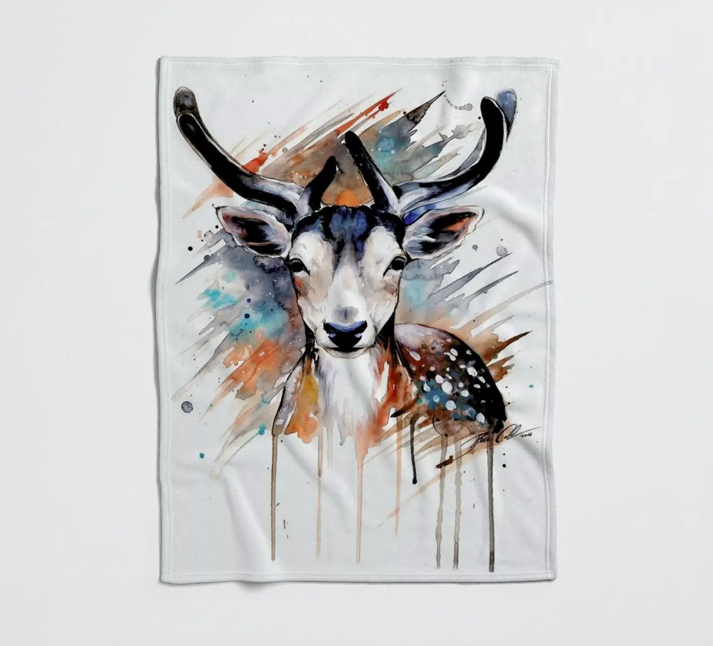 Deer Portrait Fleecedecke von Pixie Cold