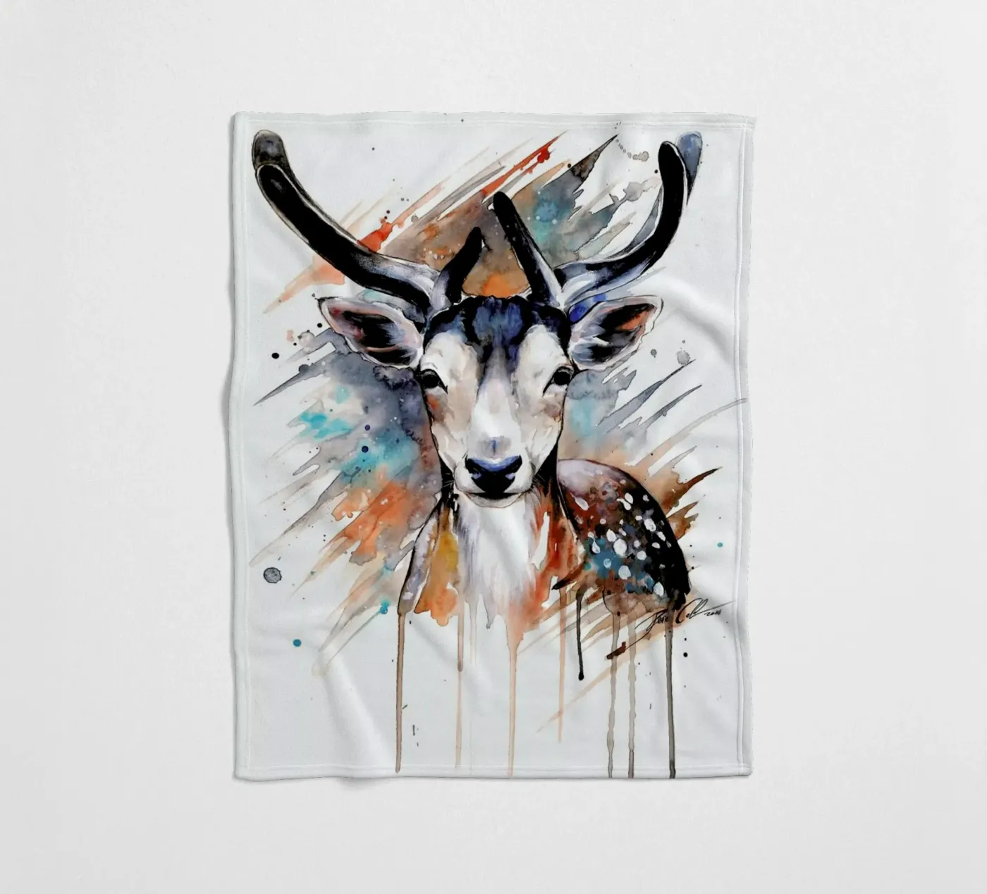 Deer Portrait Fleecedecke von Pixie Cold