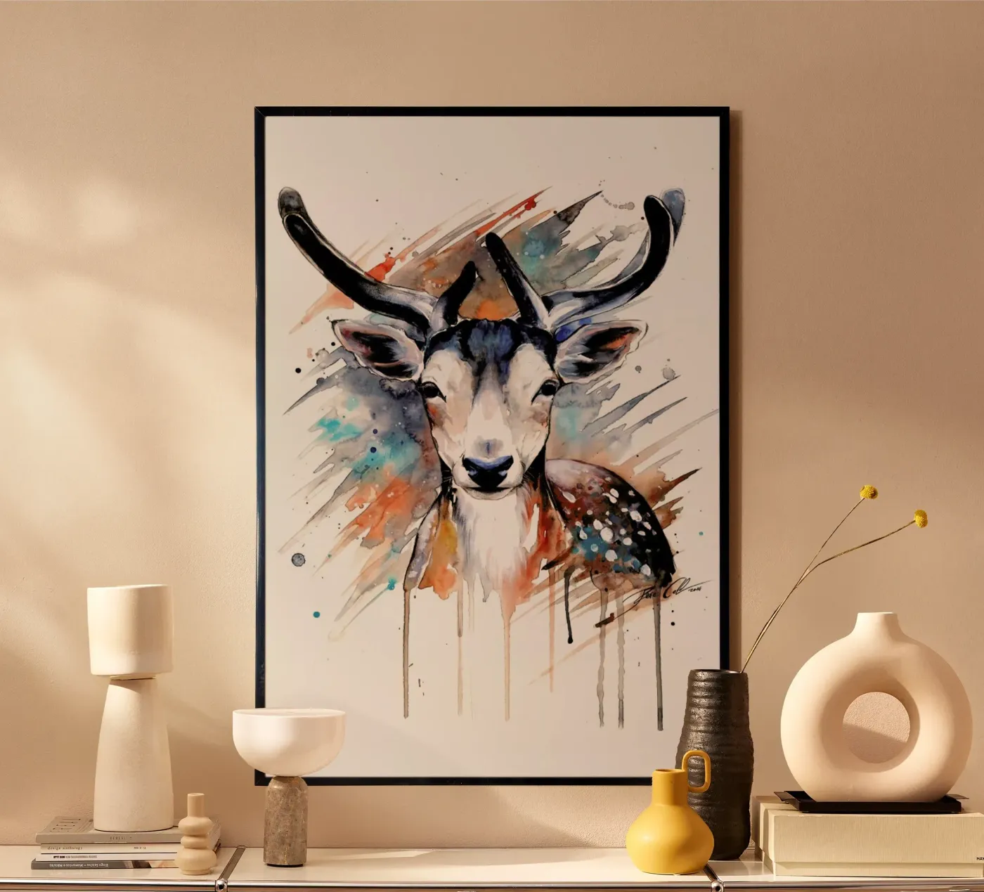 Deer Portrait poster van Pixie Cold