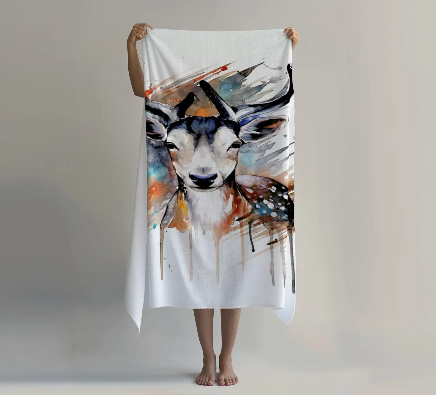 Deer Portrait telo mare da Pixie Cold