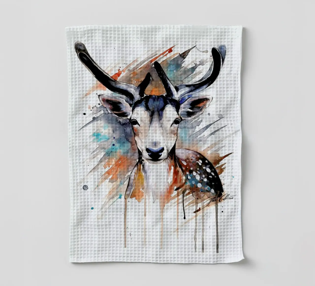 Deer Portrait Geschirrtuch von Pixie Cold