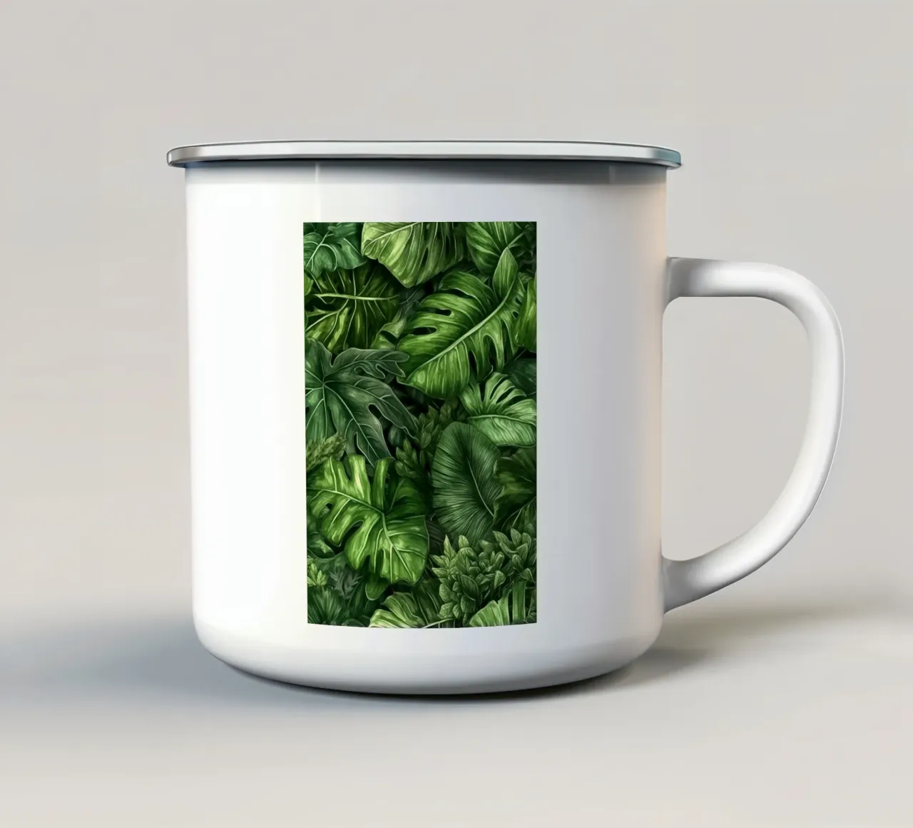 Foglie verdi, palme, acquerello tazza in smalto da Justyna Jaszke JBJart