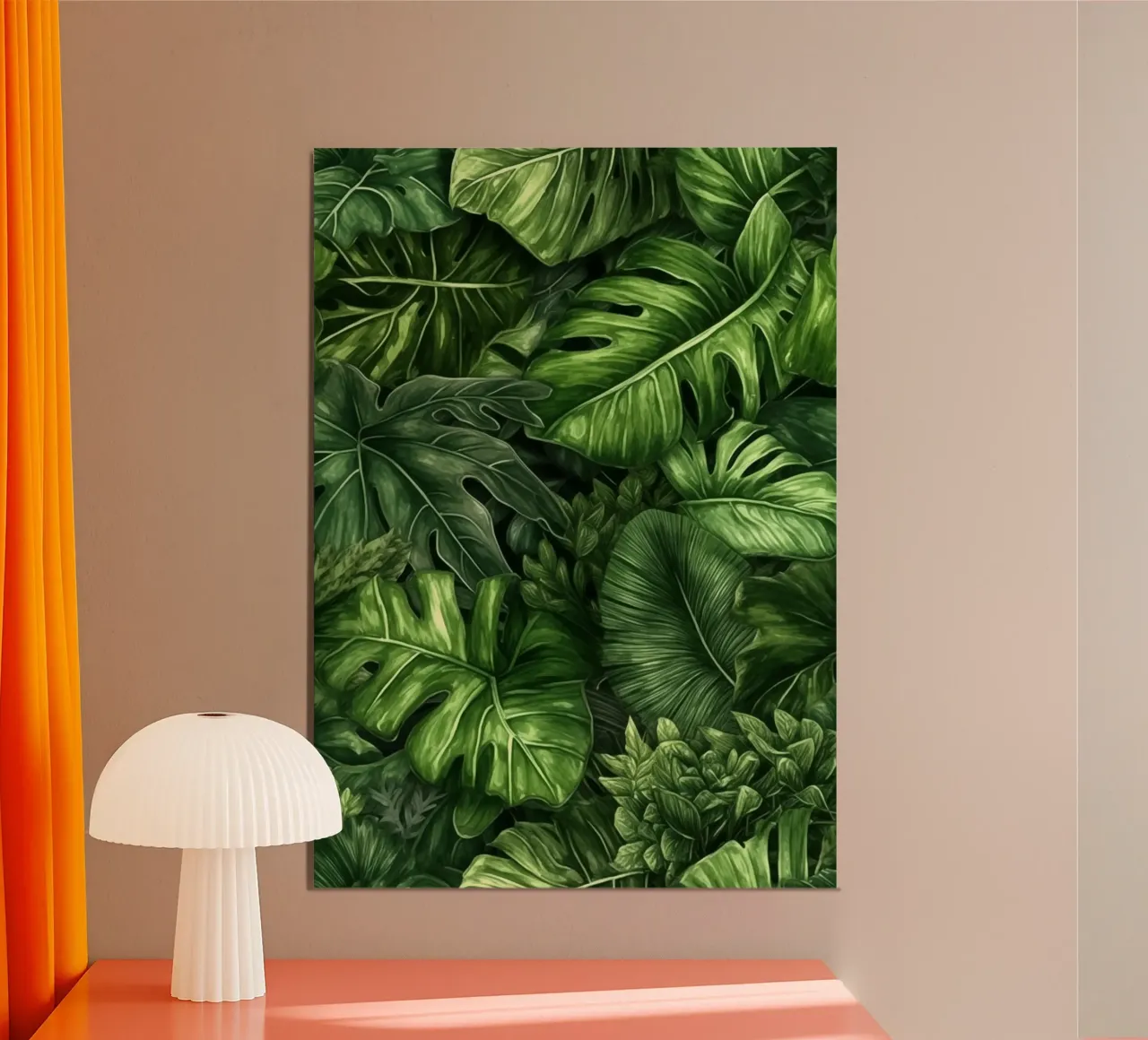 Foglie verdi, palme, acquerello poster con telaio in legno da Justyna Jaszke JBJart