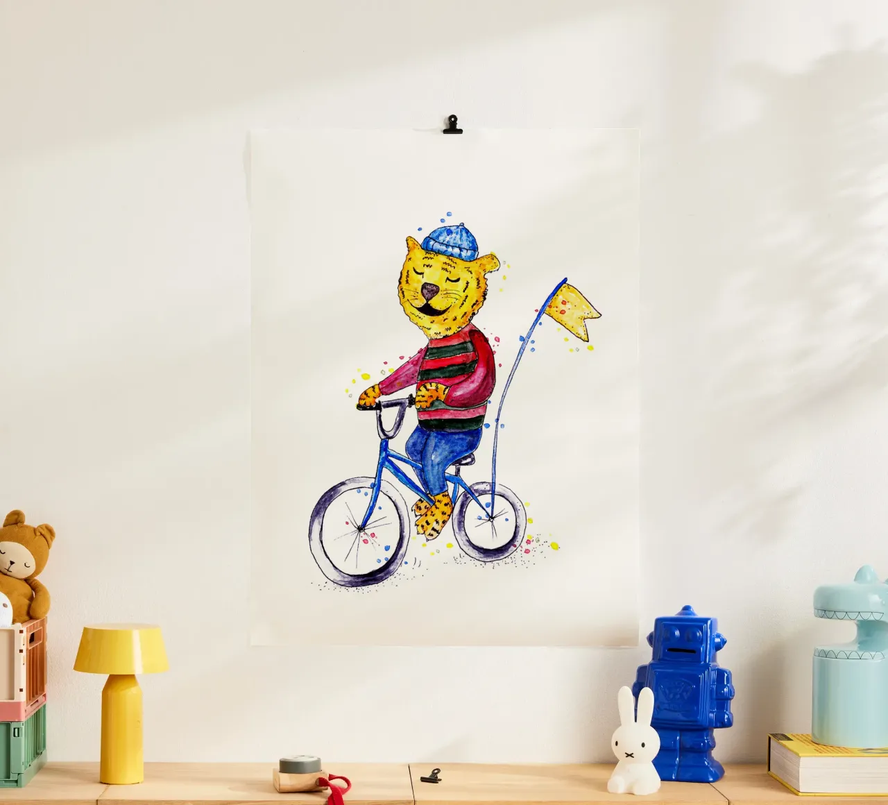 Tiger Racer poster with plastic frame by Illustration Raissa Oltmanns