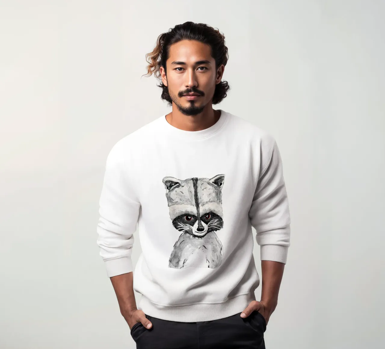 Frecher Waschbär Sweatshirt von Illustration Raissa Oltmanns
