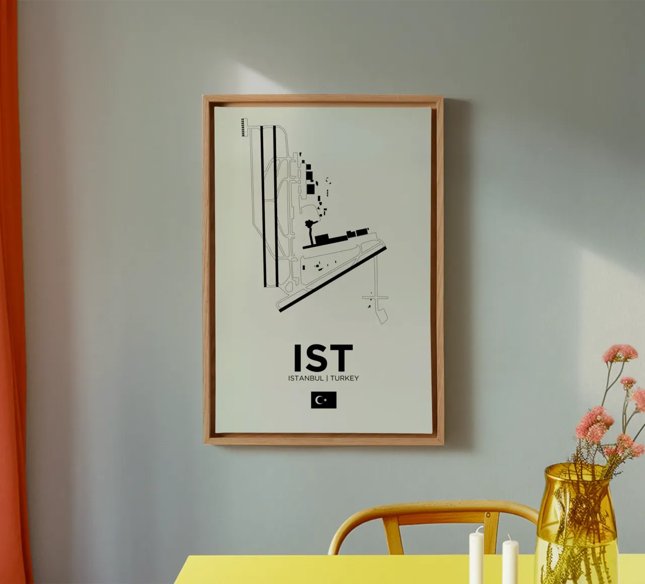 IST Airport Istanbul canvas met Baklijst van 08left