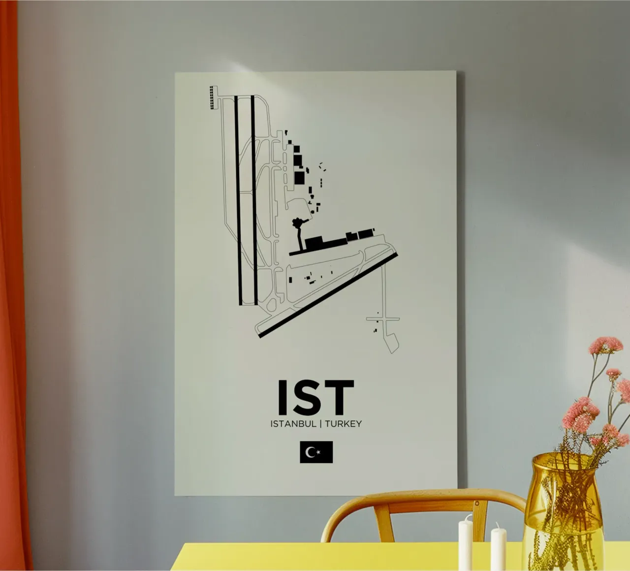 IST Airport Istanbul canvas met Baklijst van 08left
