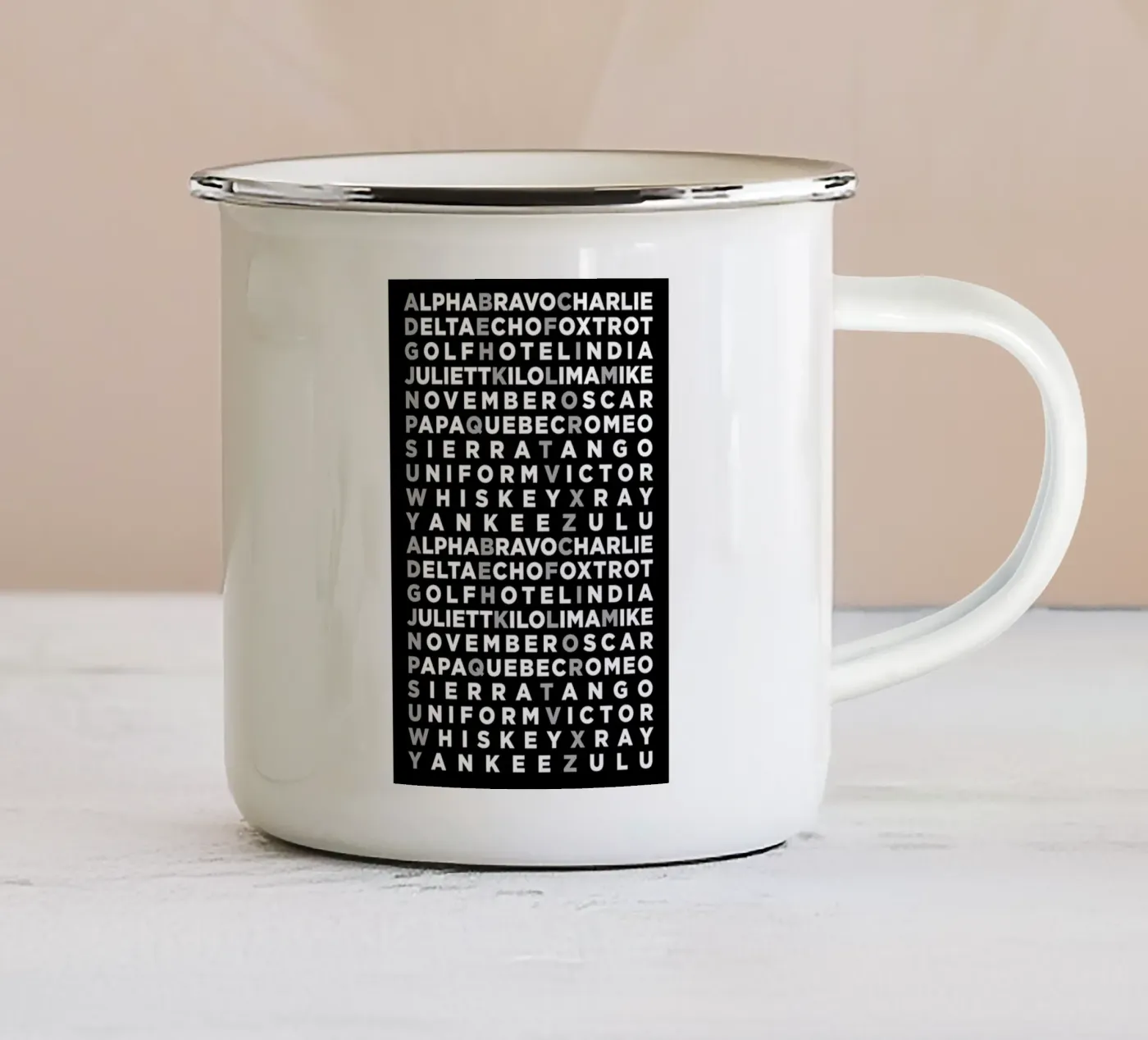 Alpha enamel mug by 08left