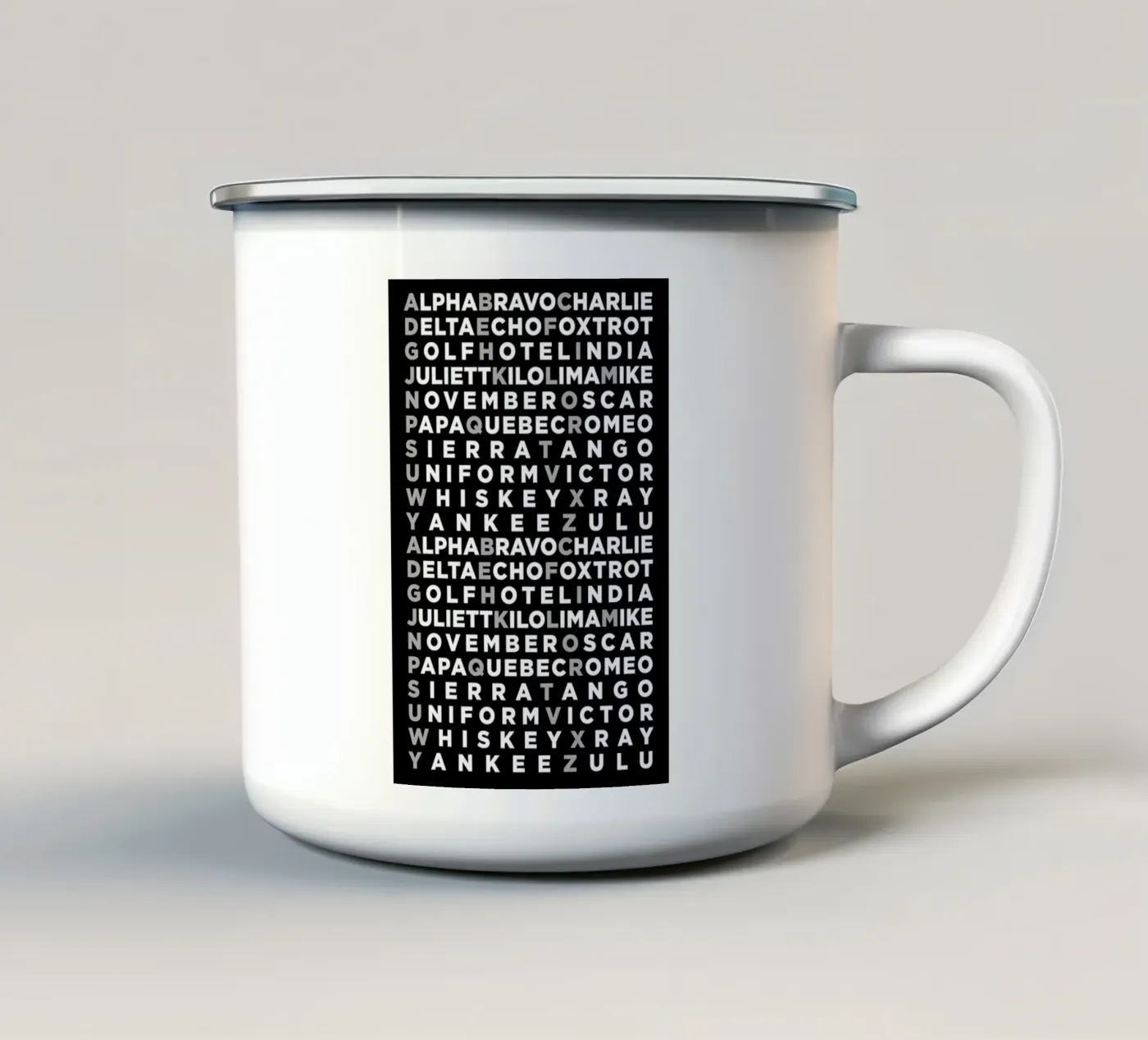 Alpha enamel mug by 08left