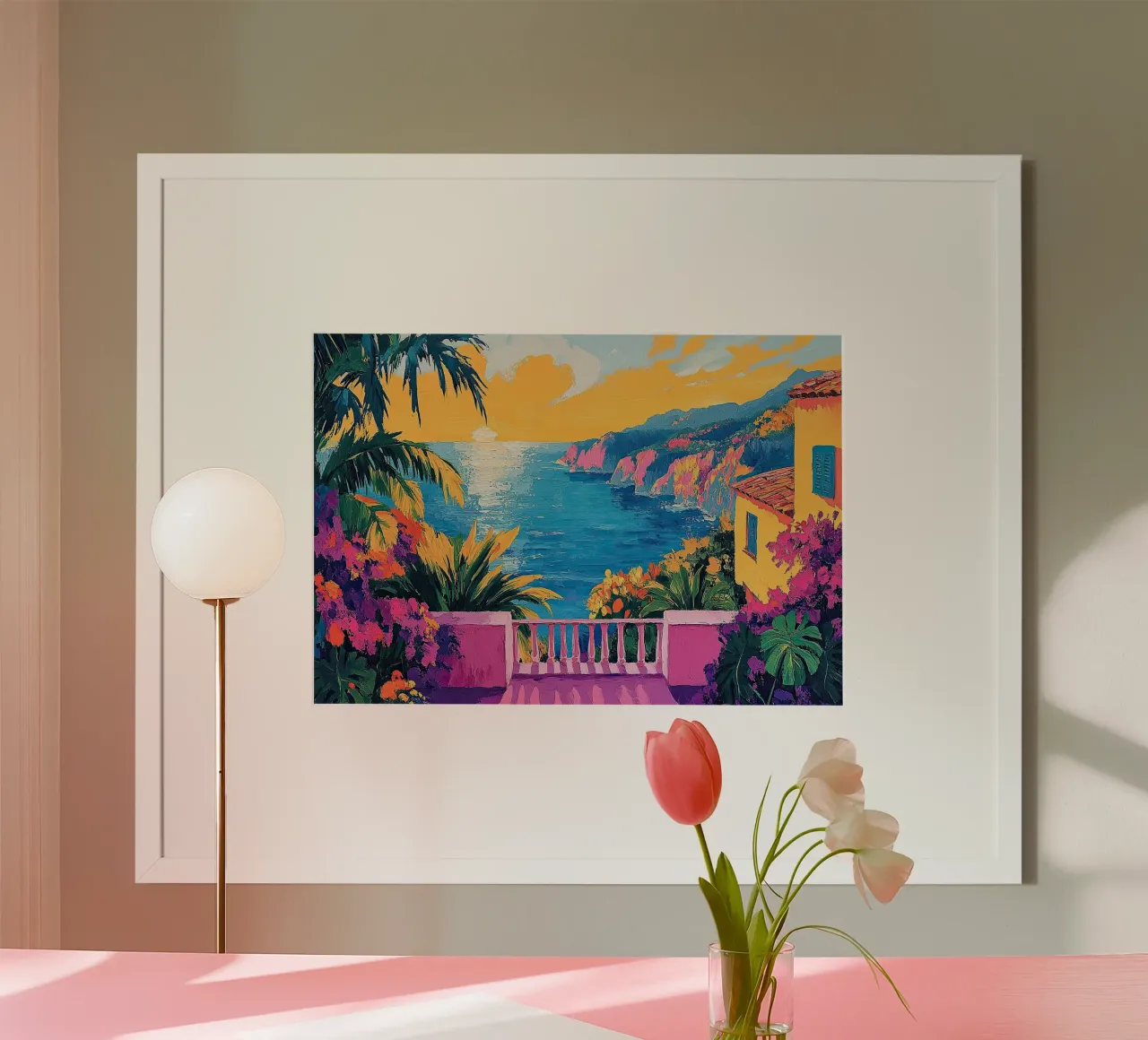Henri Matisse inspiriert Meer Fauvismus Mediterran Poster mit Kunststoffrahmen von Nikis Art Studio