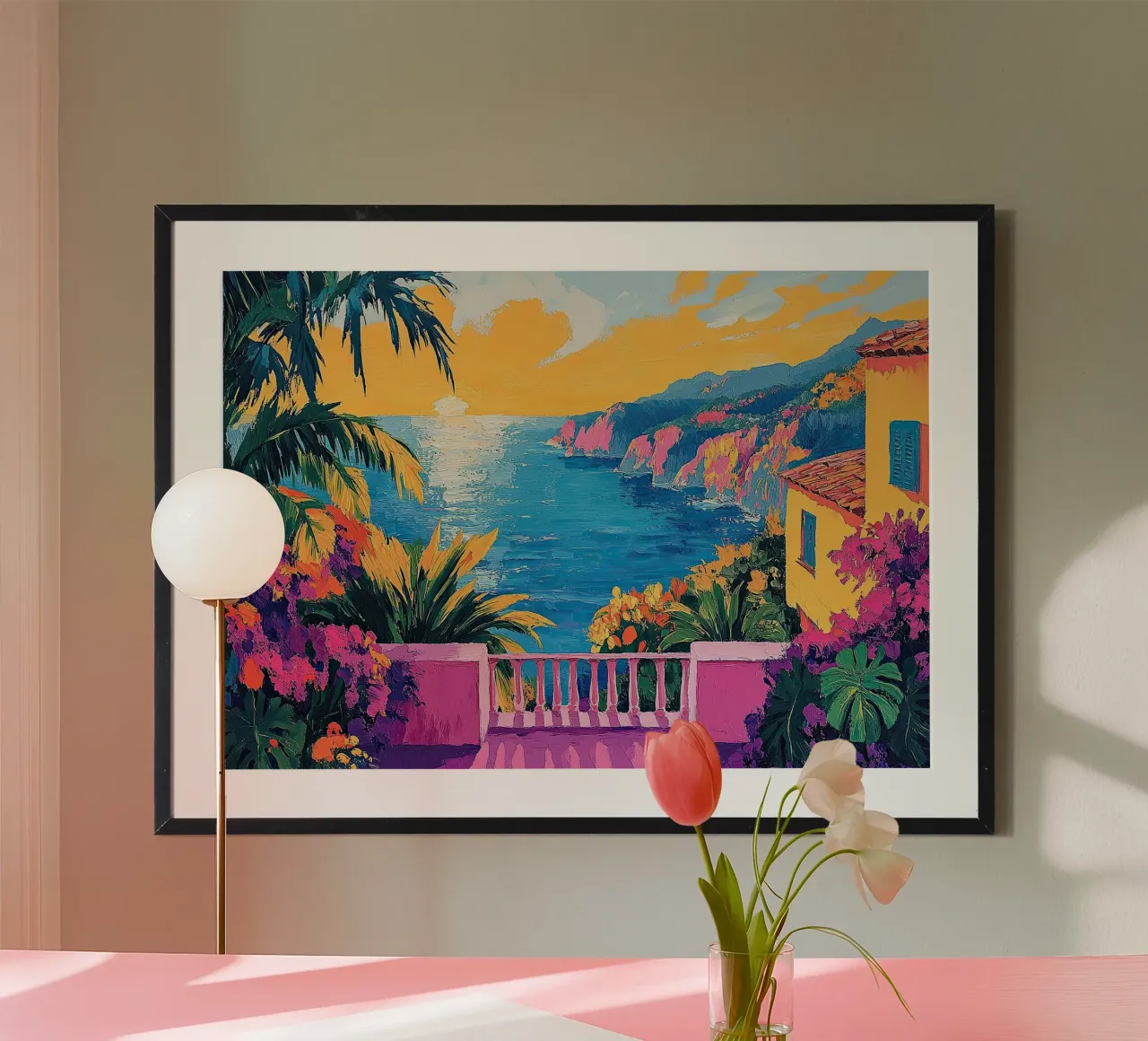 Henri Matisse inspiriert Meer Fauvismus Mediterran Poster mit Kunststoffrahmen von Nikis Art Studio