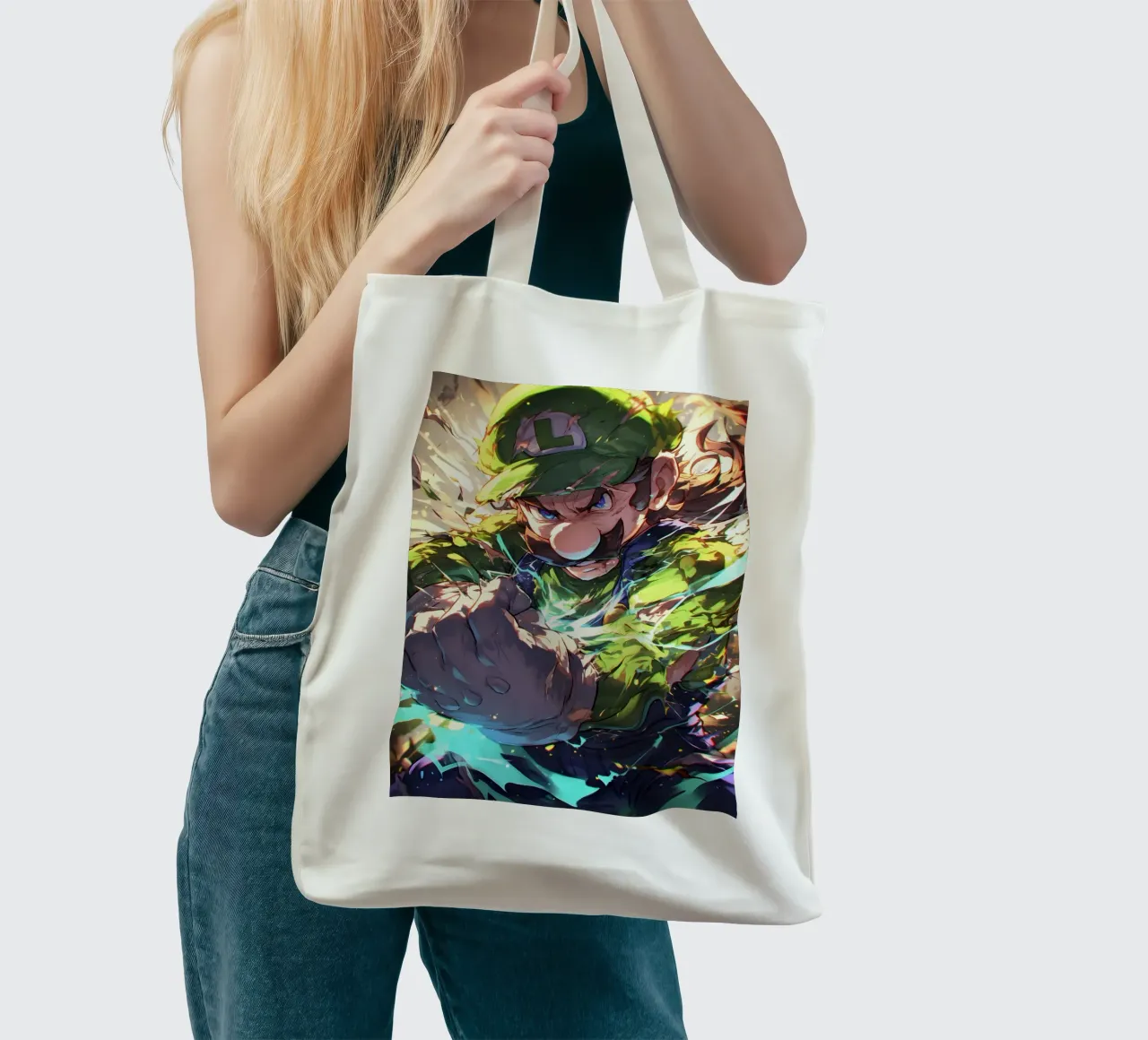 luigi Super Mario Bros borsa in juta da CreativeStudio