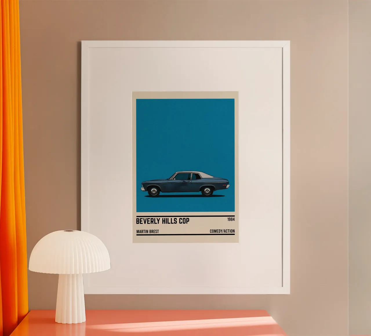 Beverly Hills Cop movie car poster con telaio in alluminio da TheArtstudio