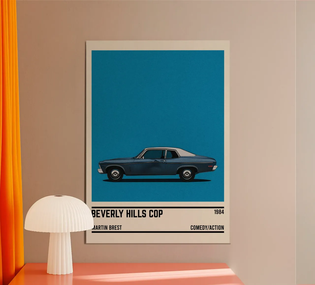 Beverly Hills Cop movie car poster con telaio in alluminio da TheArtstudio