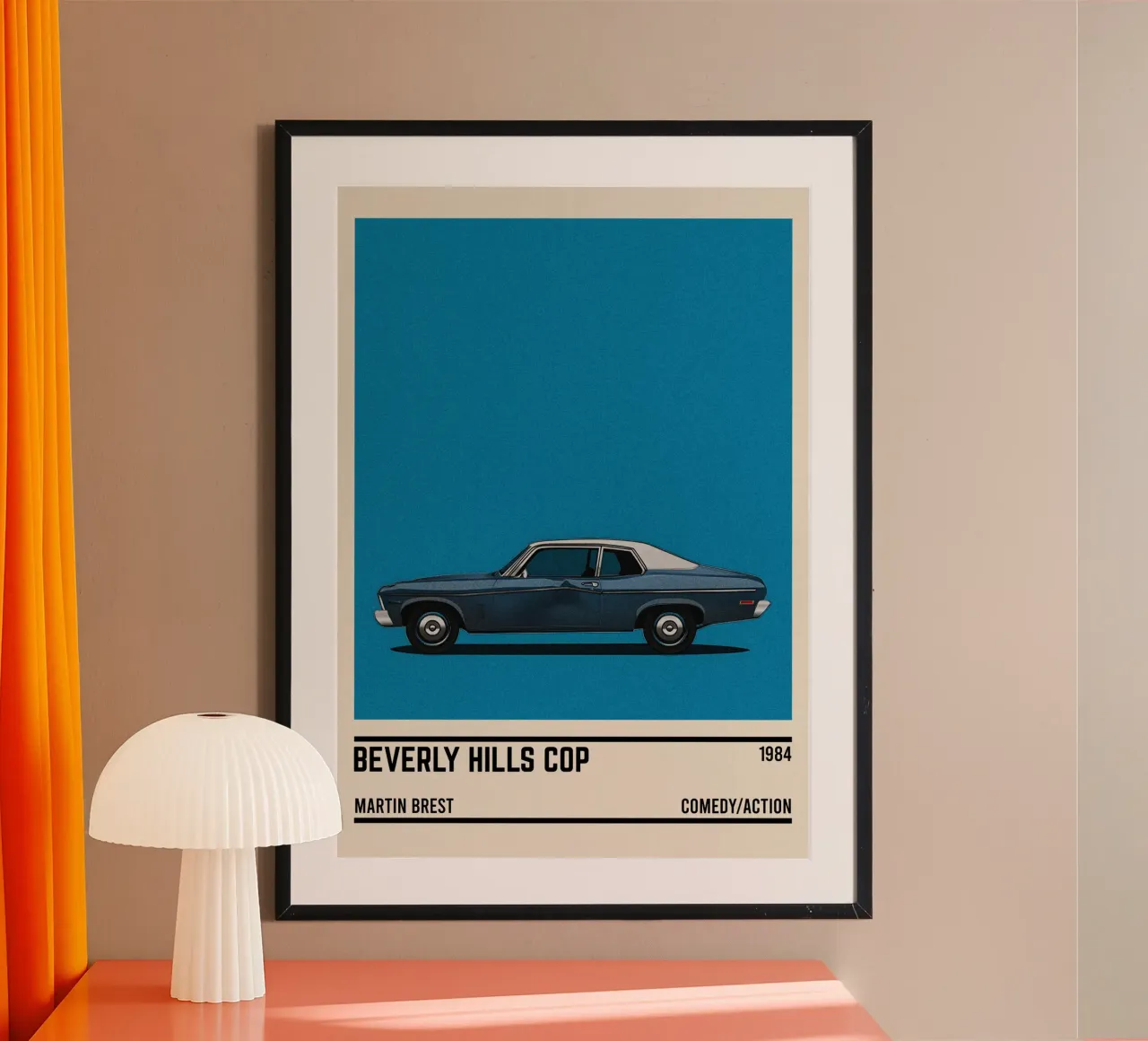 Beverly Hills Cop movie car poster con telaio in alluminio da TheArtstudio
