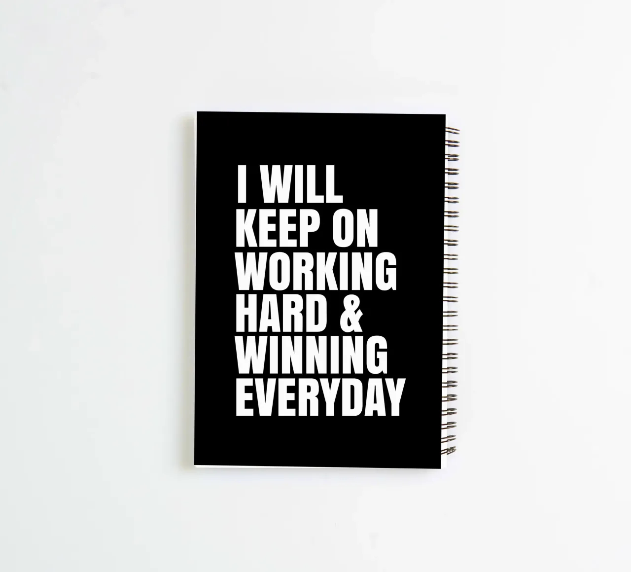I will keep on working hard and winning everyday spiral notebook by happieeagle