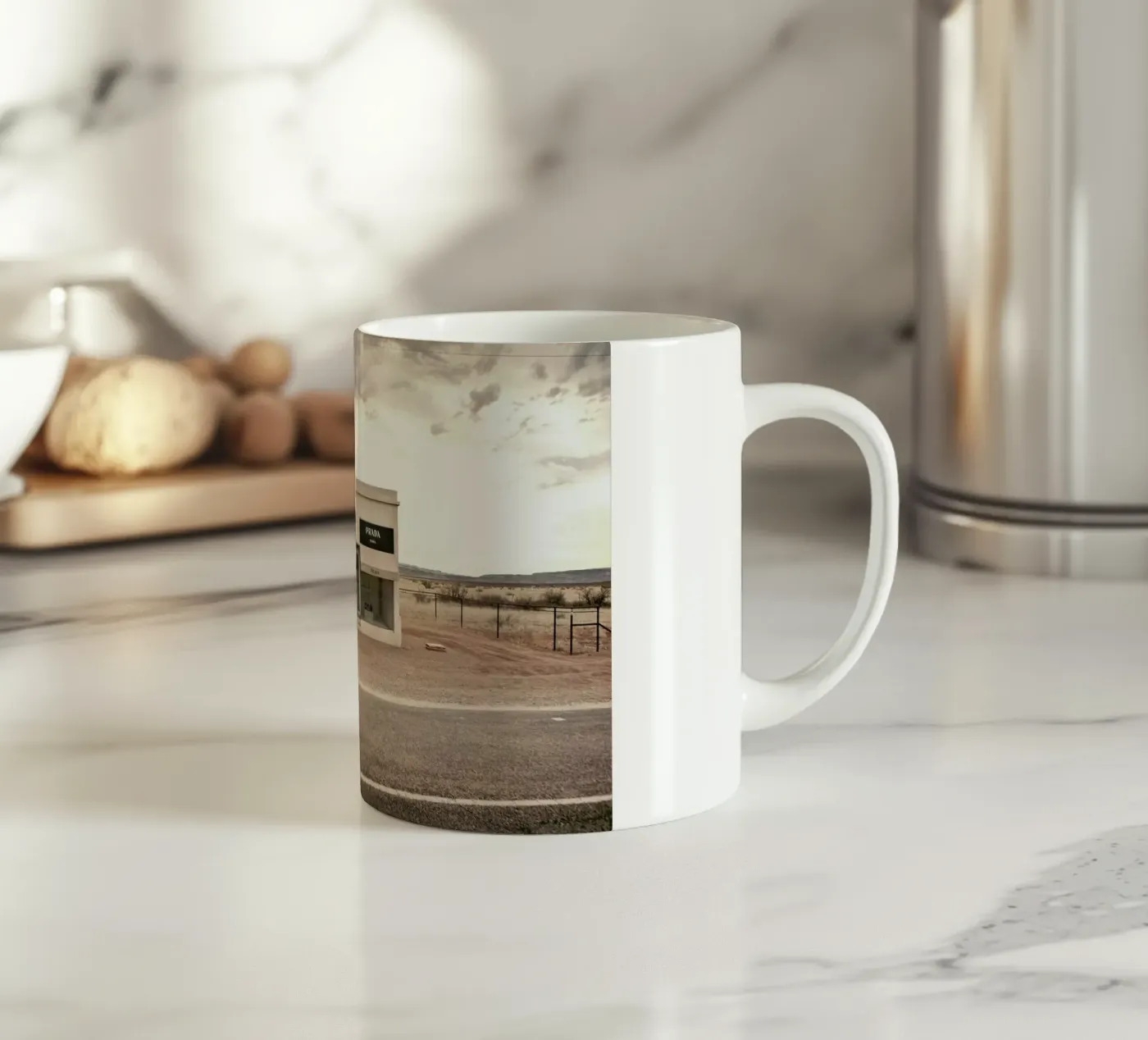 Prada Marfa ceramic mug by Marc Gruninger