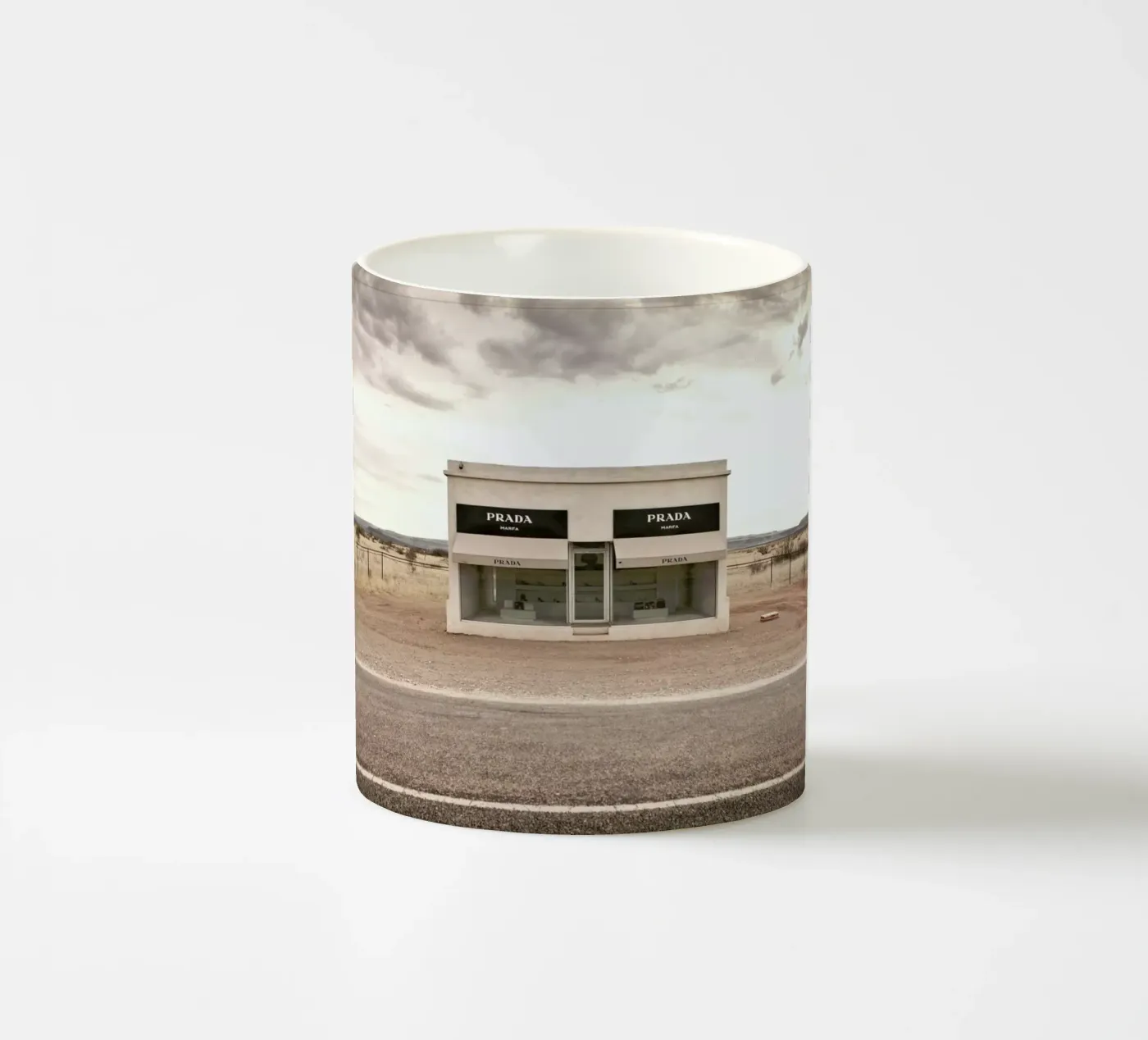 Prada Marfa ceramic mug by Marc Gruninger