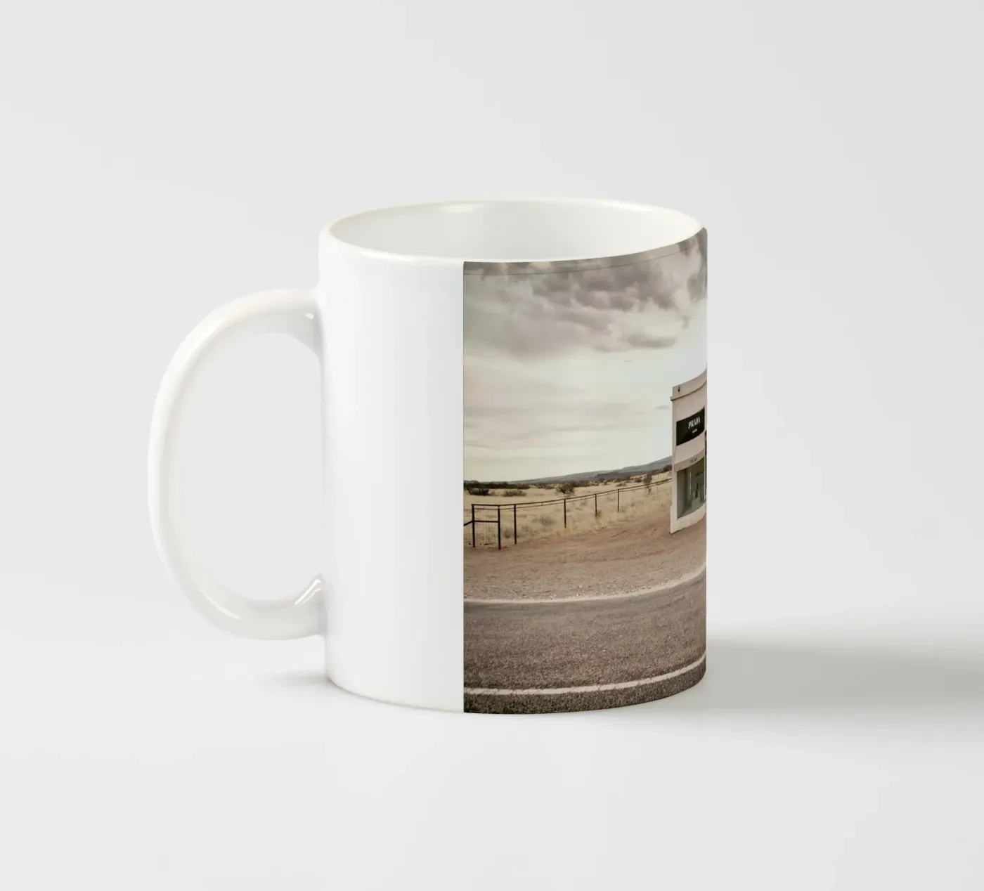 Prada Marfa ceramic mug by Marc Gruninger