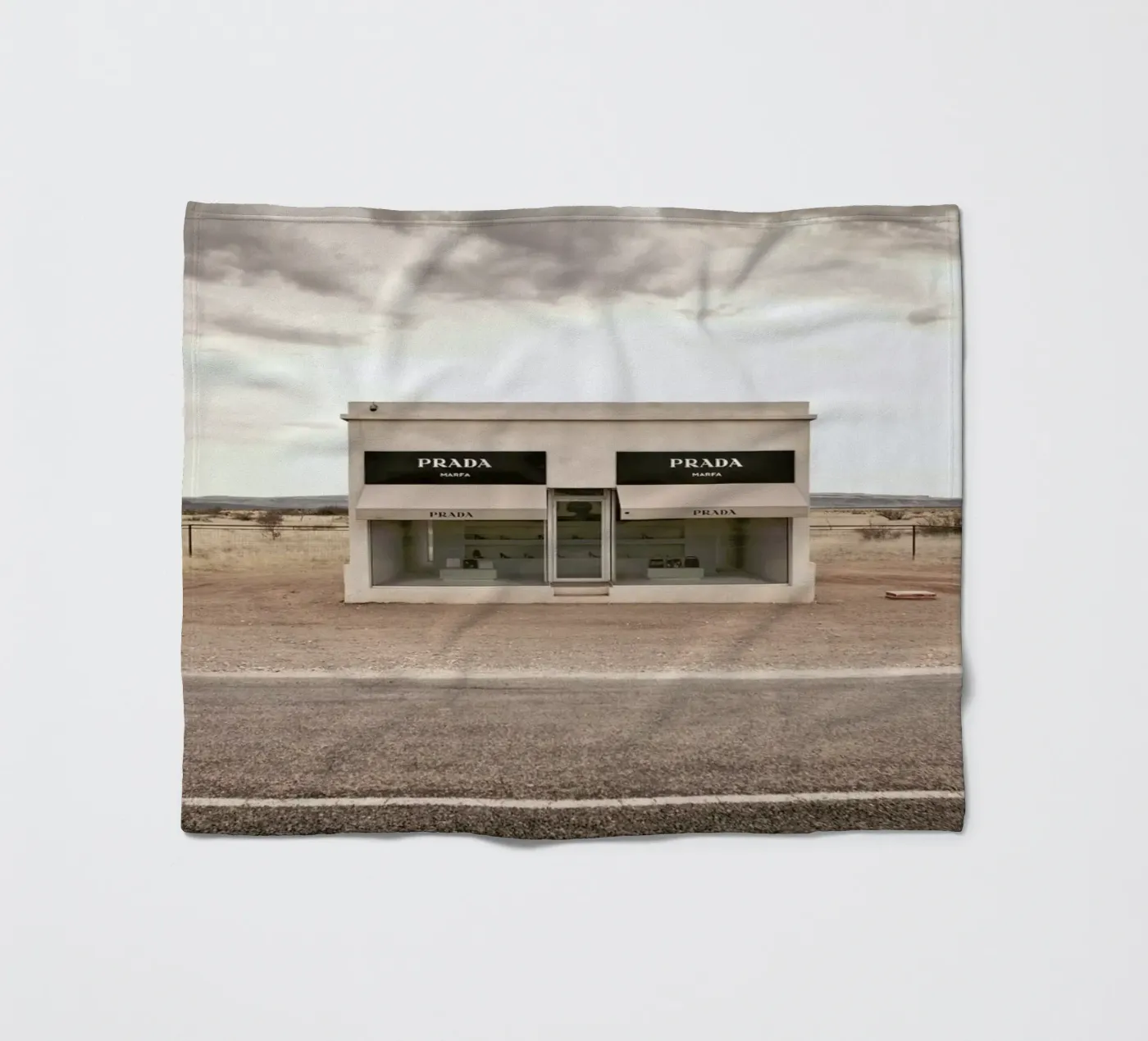 Prada Marfa fleece blanket by Marc Gruninger