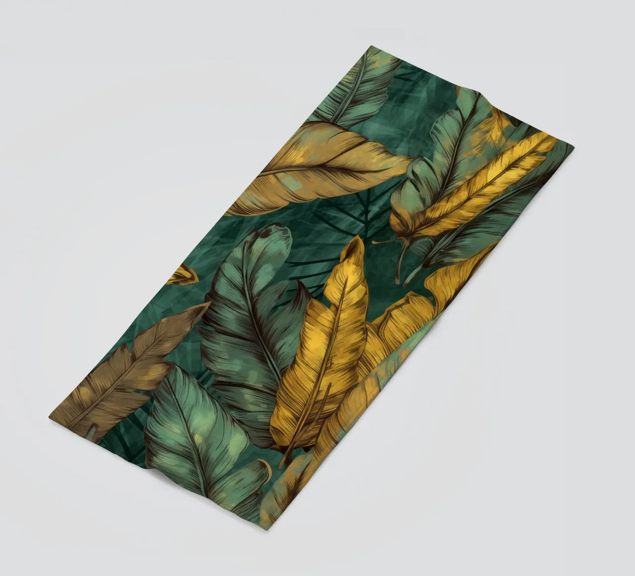 Banana leaves green and yellow beach towel by Justyna Jaszke JBJart