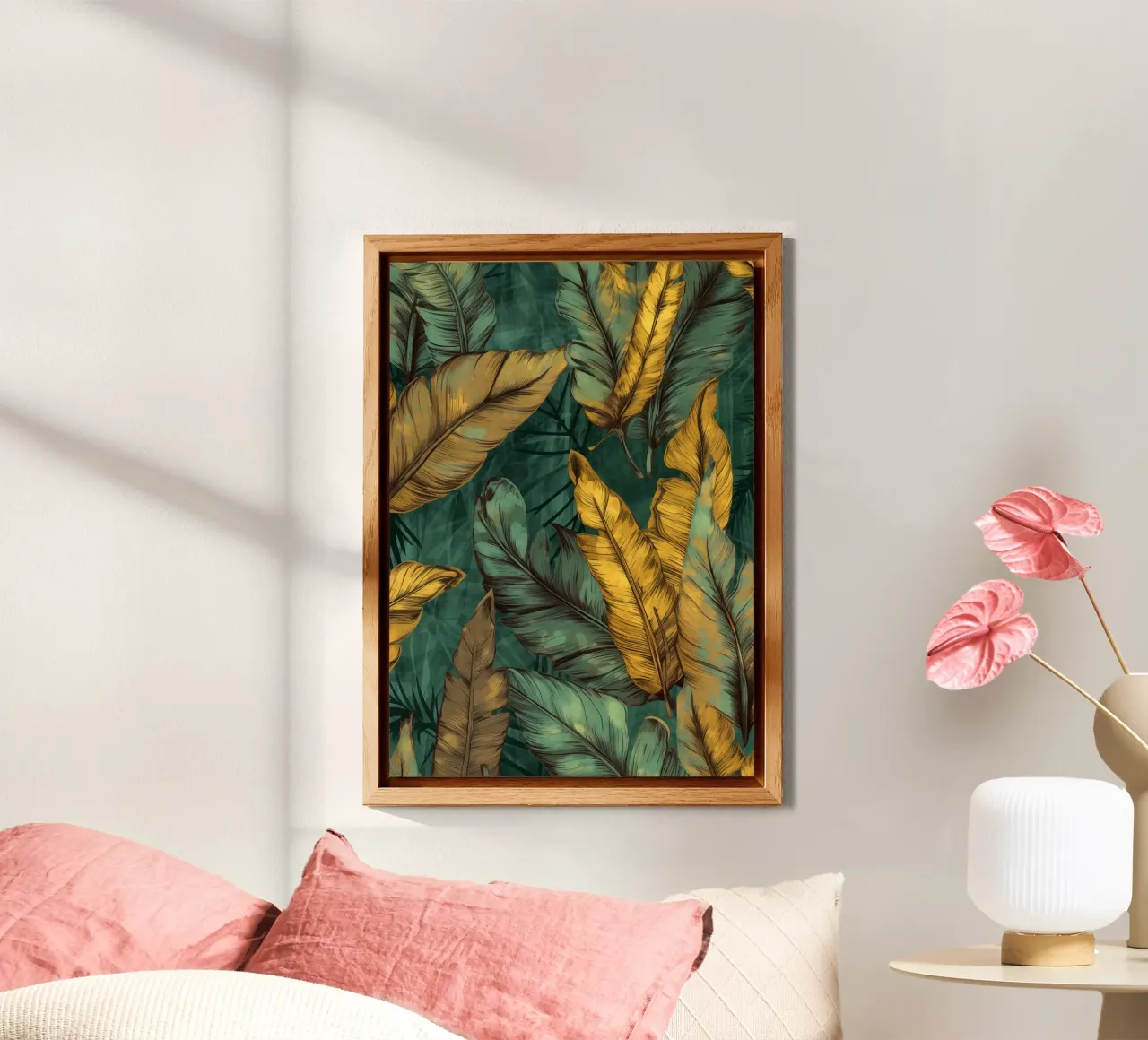Banana leaves green and yellow forex plate by Justyna Jaszke JBJart
