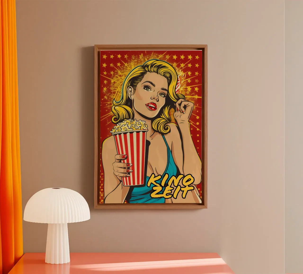 Bioscooptijd | Pop Corn Pop Art canvas met Baklijst van Autofocus