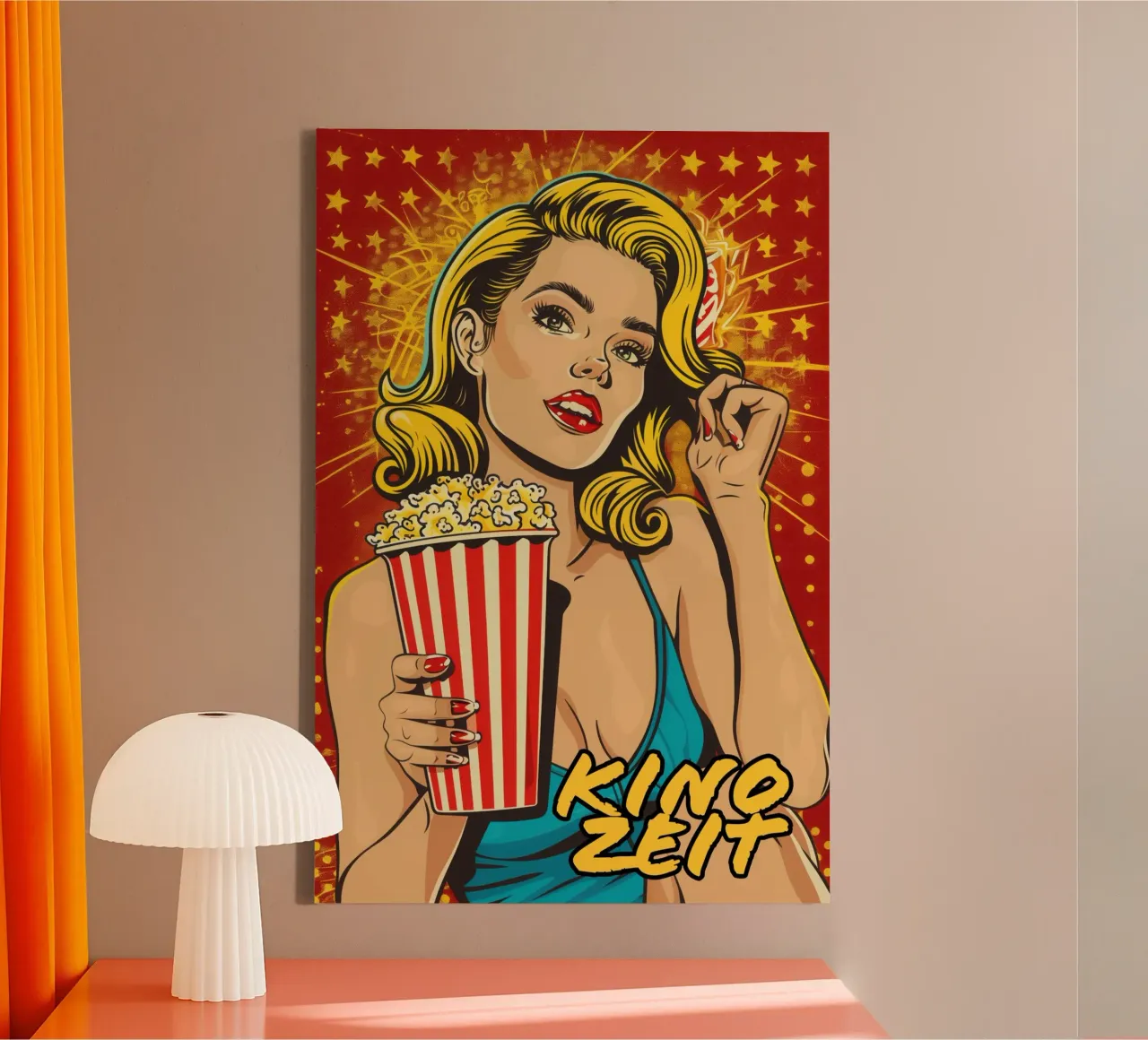 Bioscooptijd | Pop Corn Pop Art canvas met Baklijst van Autofocus