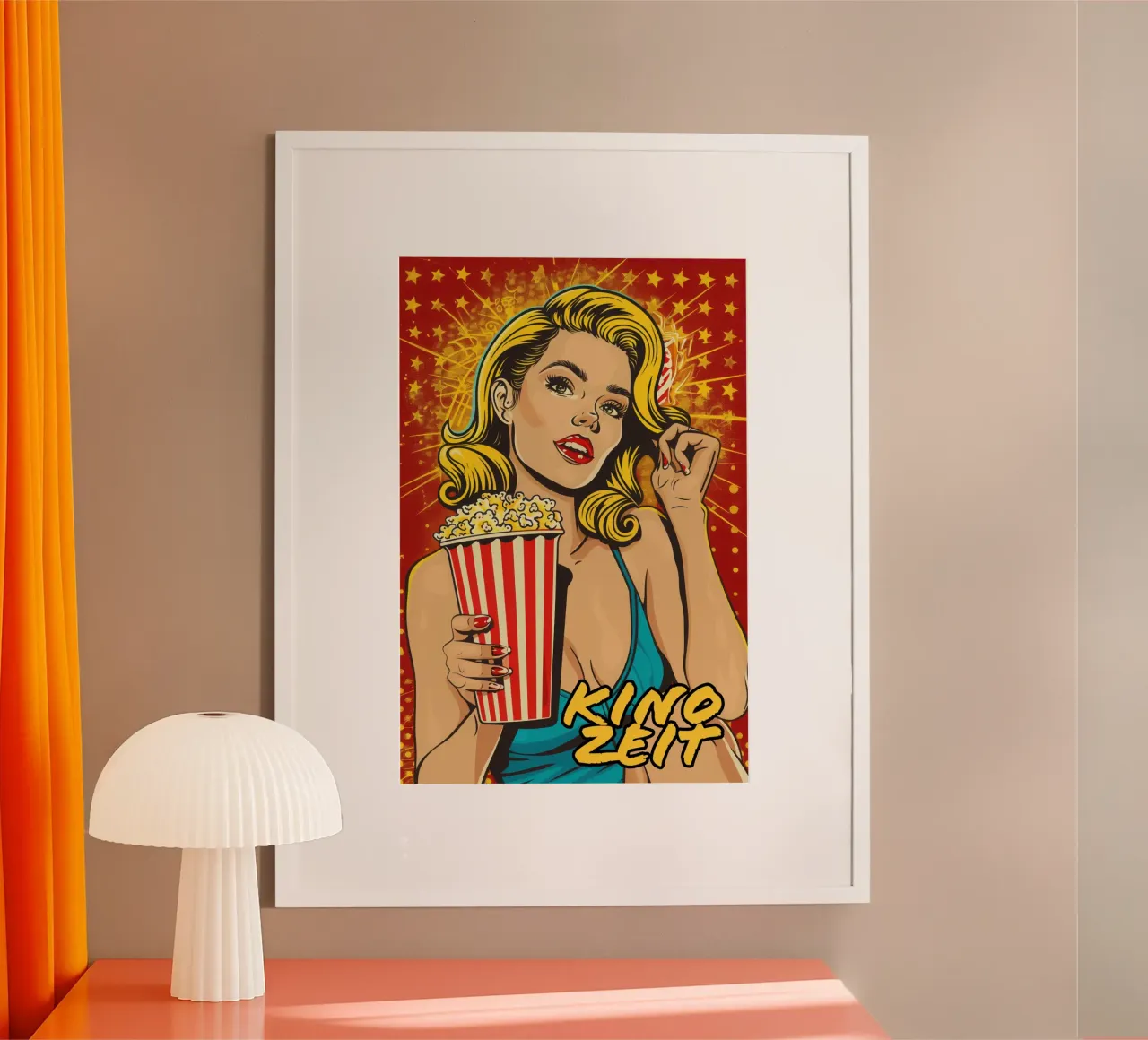 Bioscooptijd | Pop Corn Pop Art poster van Autofocus