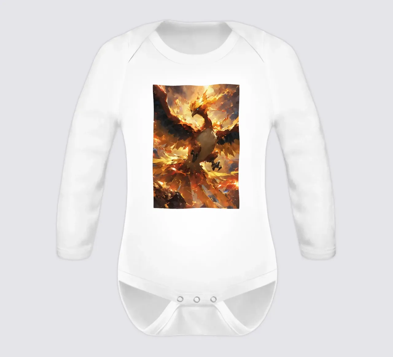 Moltres Pokemon long-sleeve baby romper by CreativeStudio