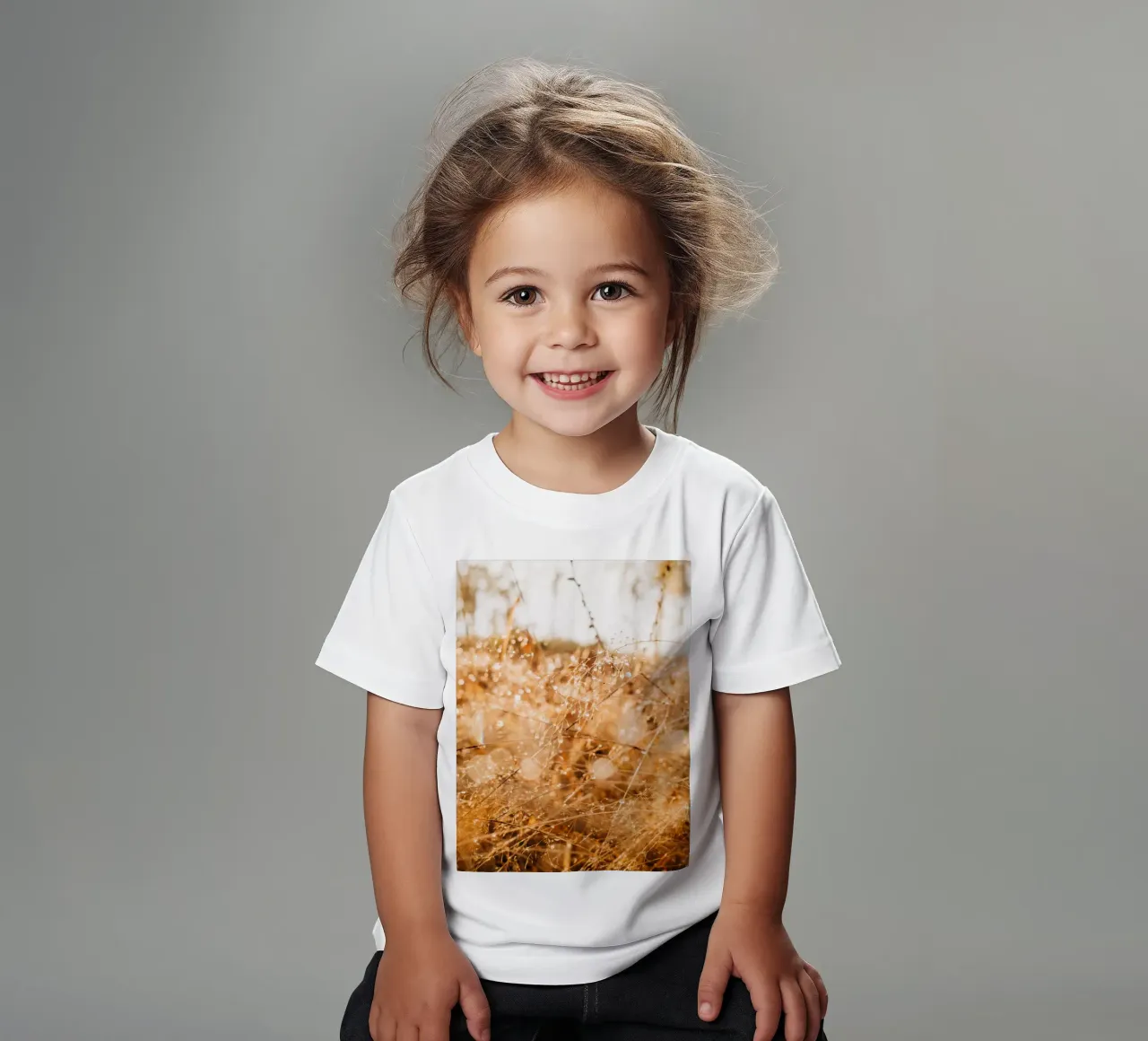 Wassertropfen auf Gräsern im Wald - Tau im Morgenlicht Kinder T-Shirt von Bold and Retro