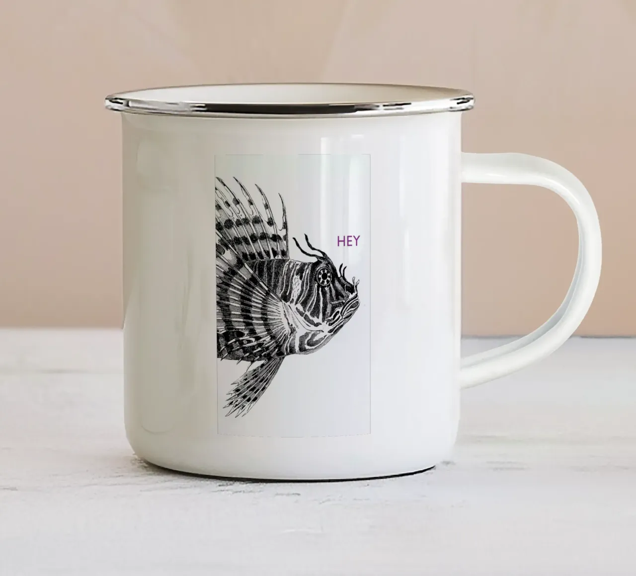 Hey Lionfish tazza in smalto da The Gently Unfurling Sneak