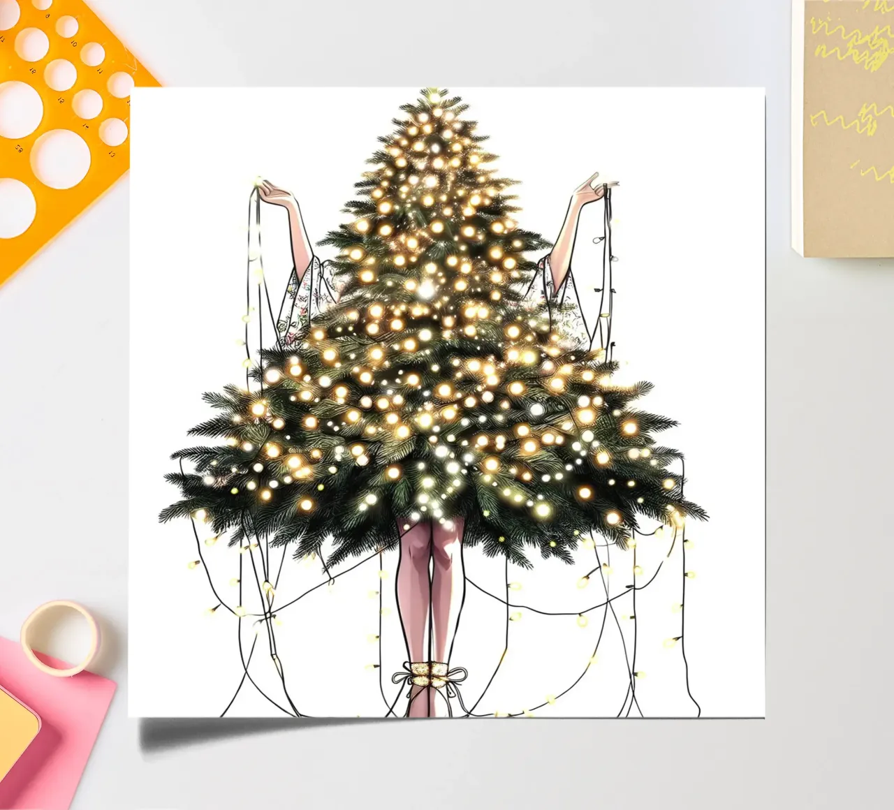 LUCI DI NATALE AGGROVIGLIATE foglio adesivo da ARTOMATIC