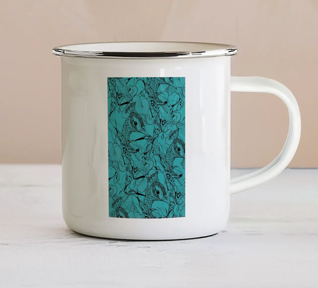 Peacock Green tazza in smalto da Giulio Iurissevich