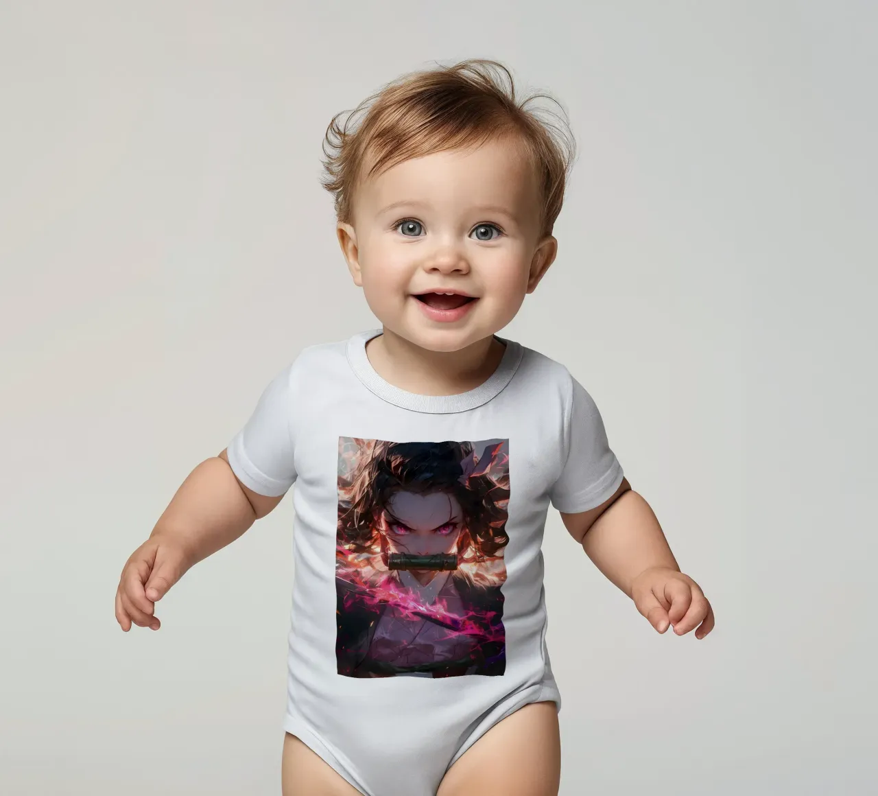 Nezuko kimetsu no yaiba short-sleeve baby romper by CreativeStudio